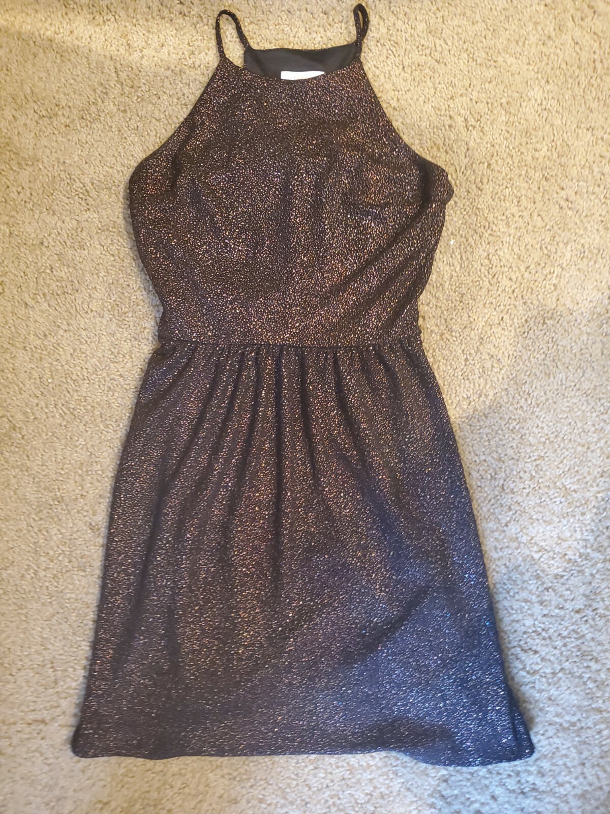Candies Black and Copper Shimmer halter Dress Size S