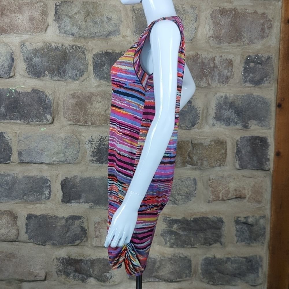 BCBGMAXAZRIA Womens Multi Color Abstract Stripe Boat Neck Sheath Dress XS