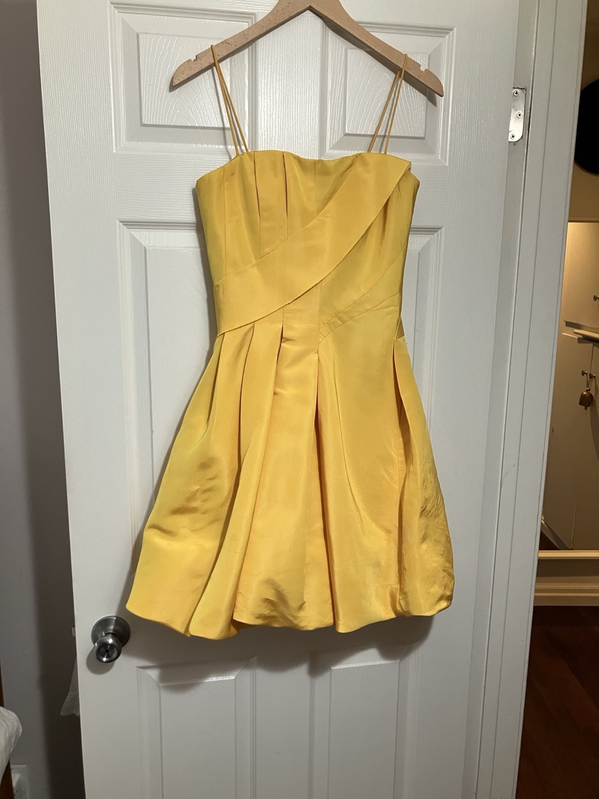 Vintage Oscar De La Renta Yellow 100% Silk Bubble Hem Party Dress XS 2