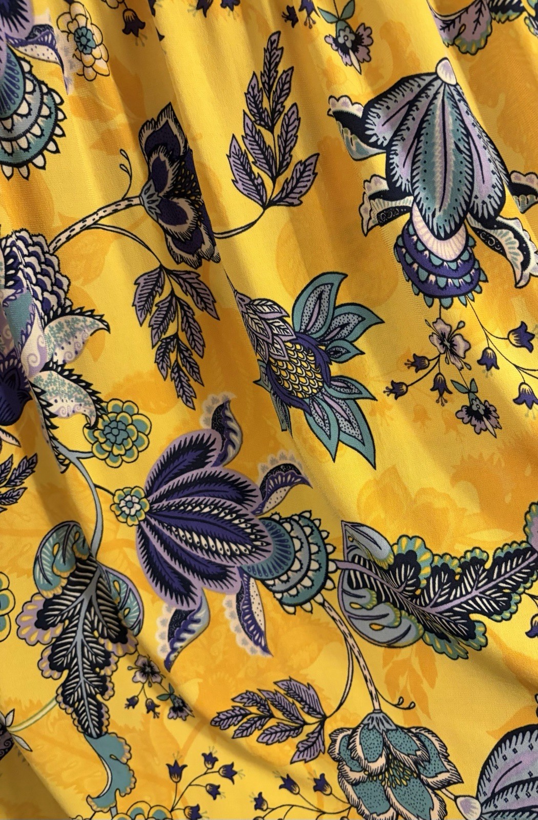 IMAN Yellow Floral V-Neck Tie-Shoulder Maxi Dress (Size XL Petite)