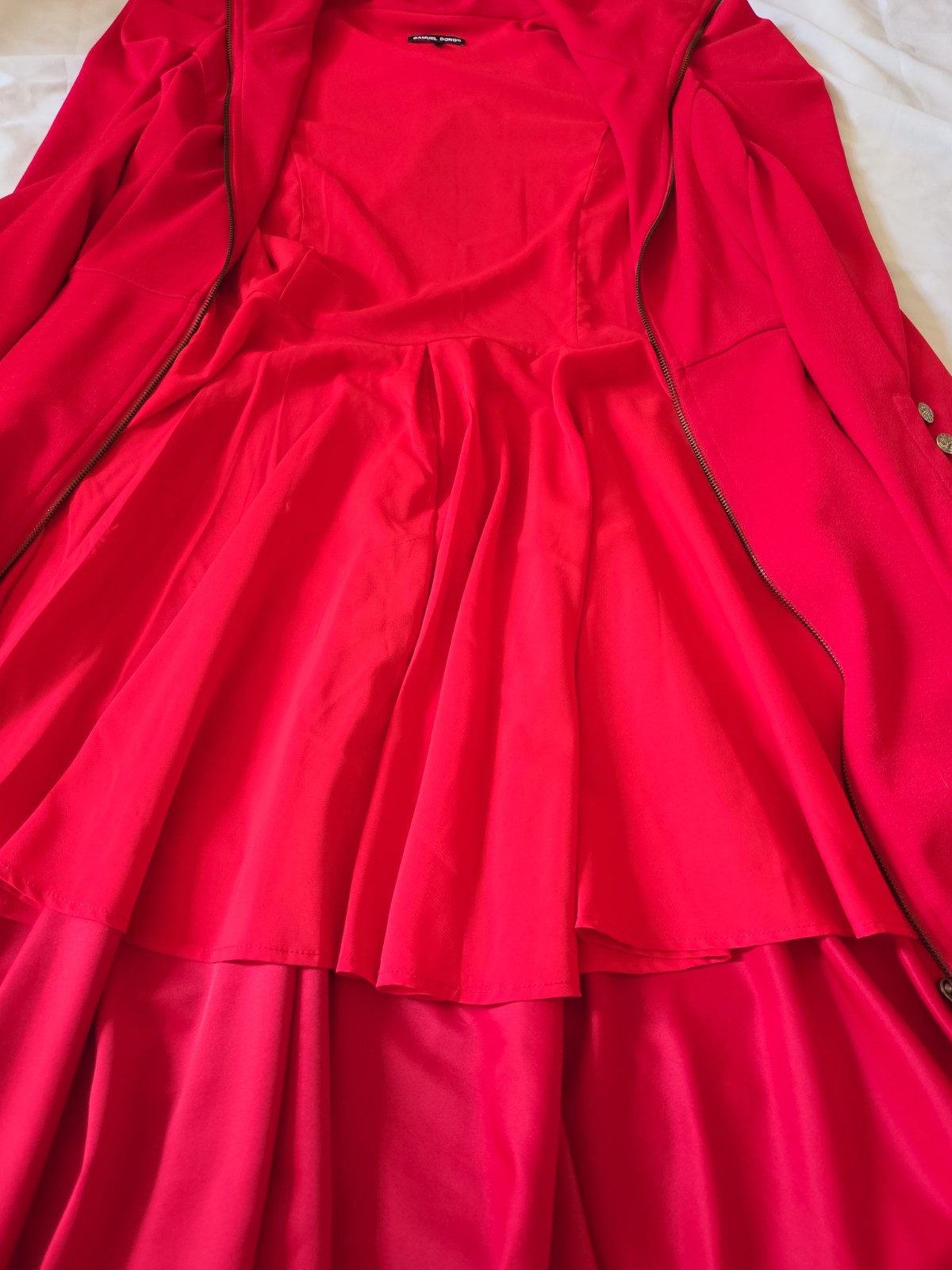 Samuel Dong Small Coat Dress Red High Low