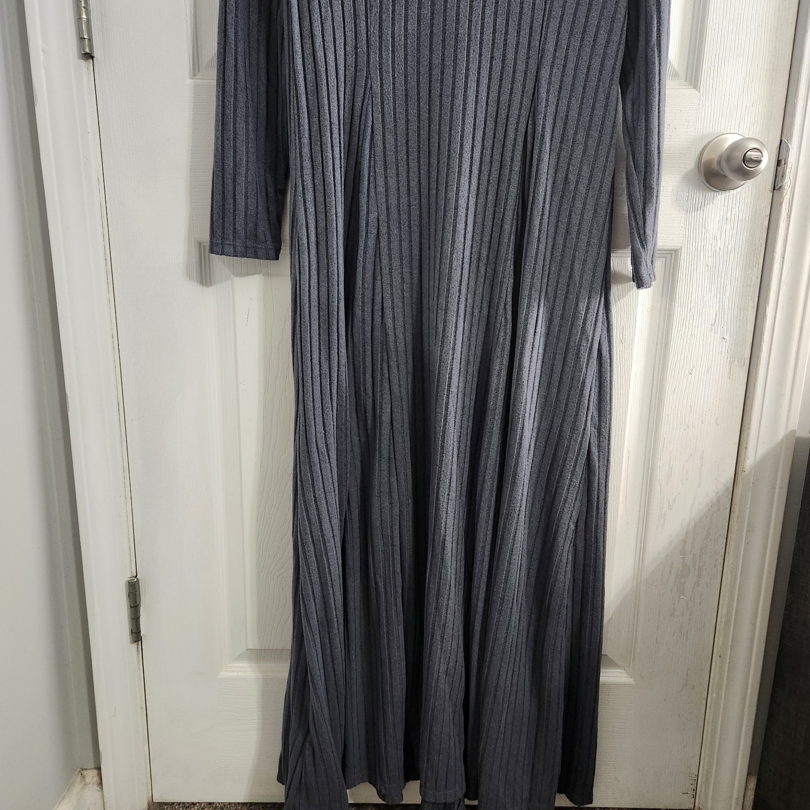 Nwt halara gray long sleeve ribbed henley maxi sweater dress size XL