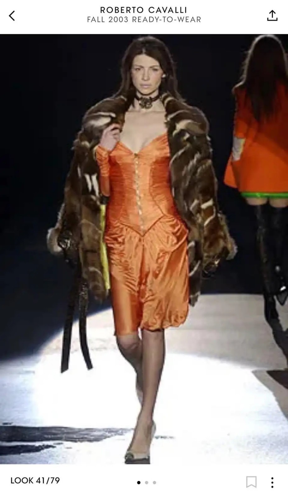 Roberto Cavalli F/W 2003 Runway Plunging Bustier Ruched Zipper Metallic Dress