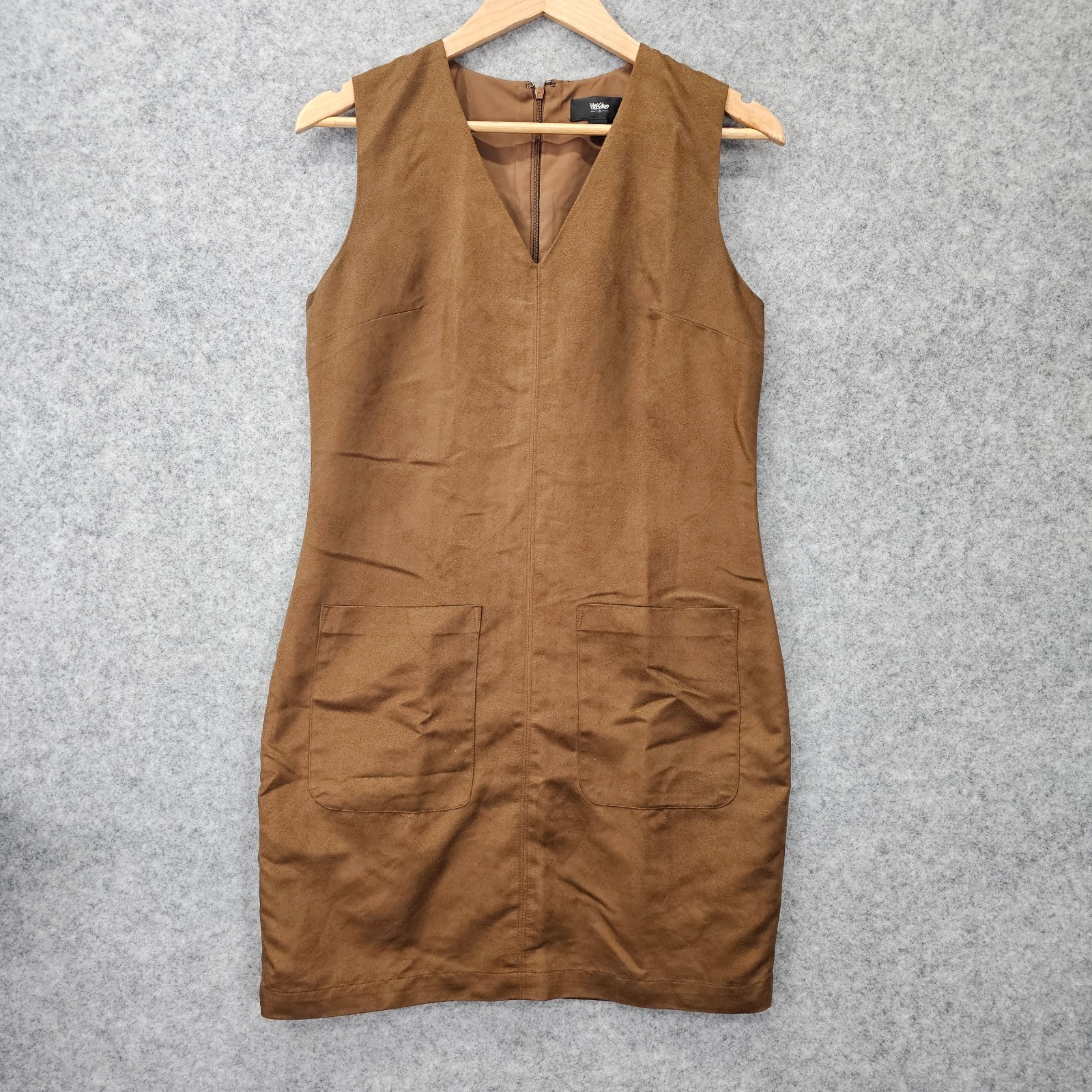 Womens Camel Shift Dress S Brown MOSSIMO Faux Suede Y2K Dark Academia Fall Prep