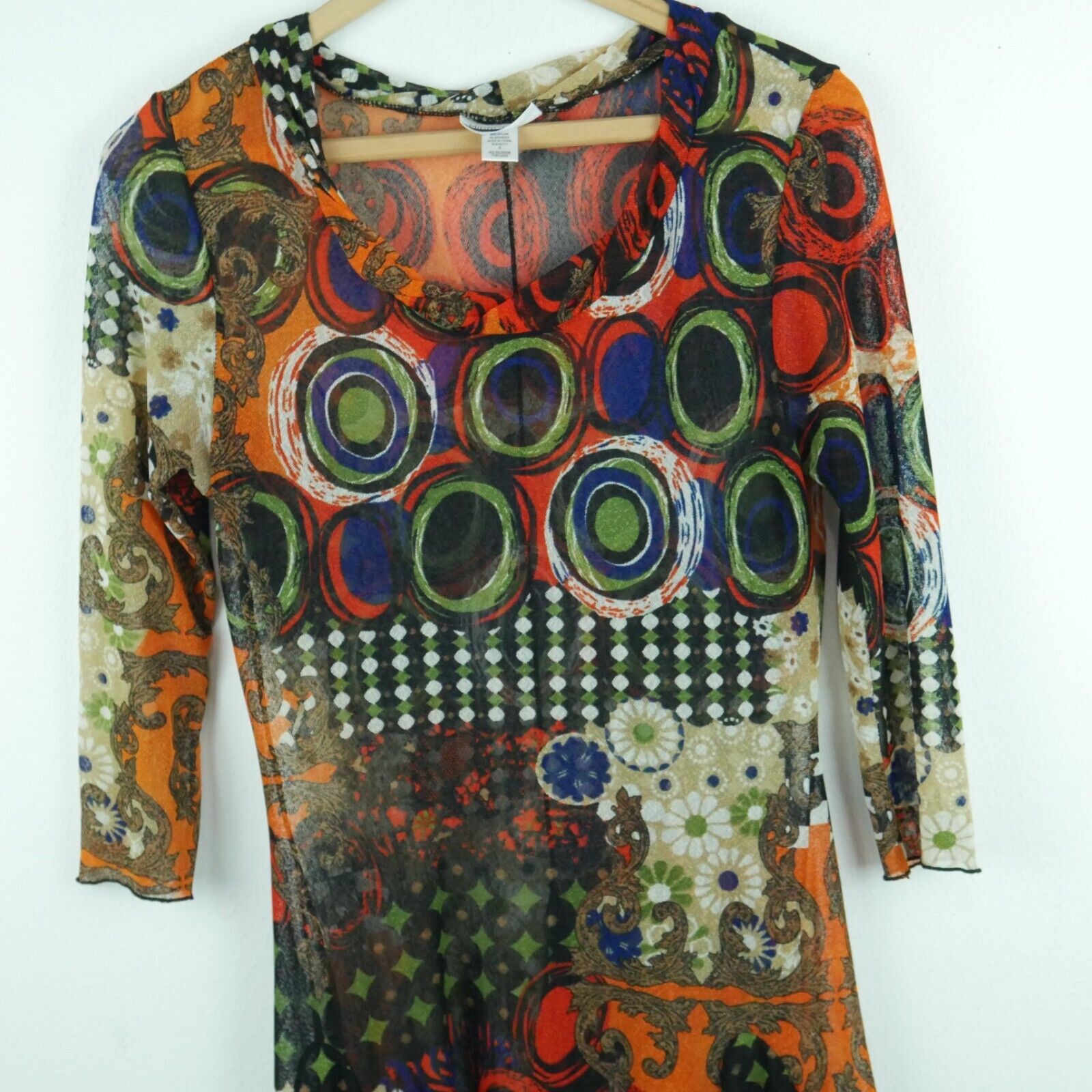 Vintage Y2K Small Dress Micro Mesh Quirky Abstract Asymmetric Hem Fairy Funky