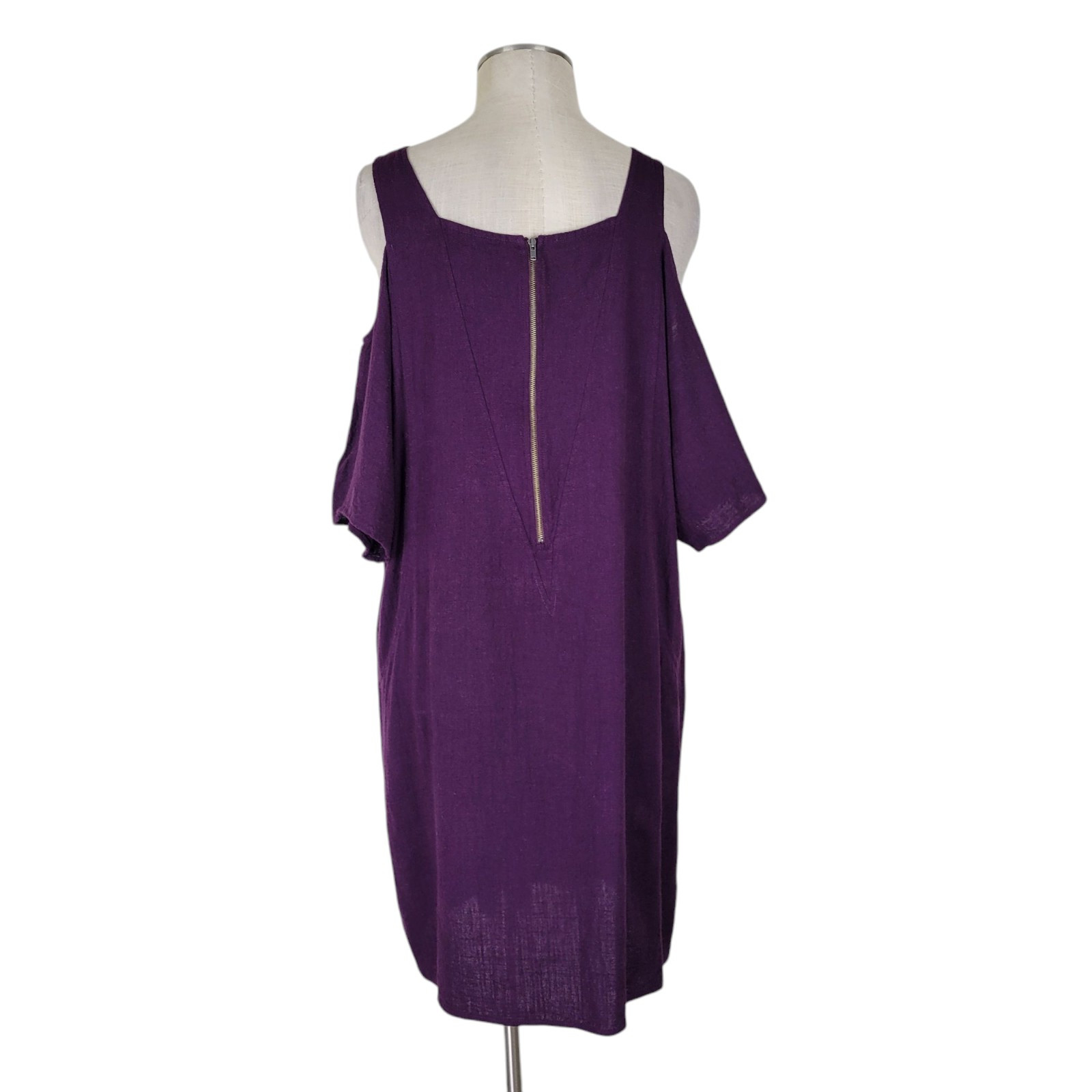 Soft Surroundings Dress Size L Purple Cold Shoulder Oversized Dolman Linen Blend