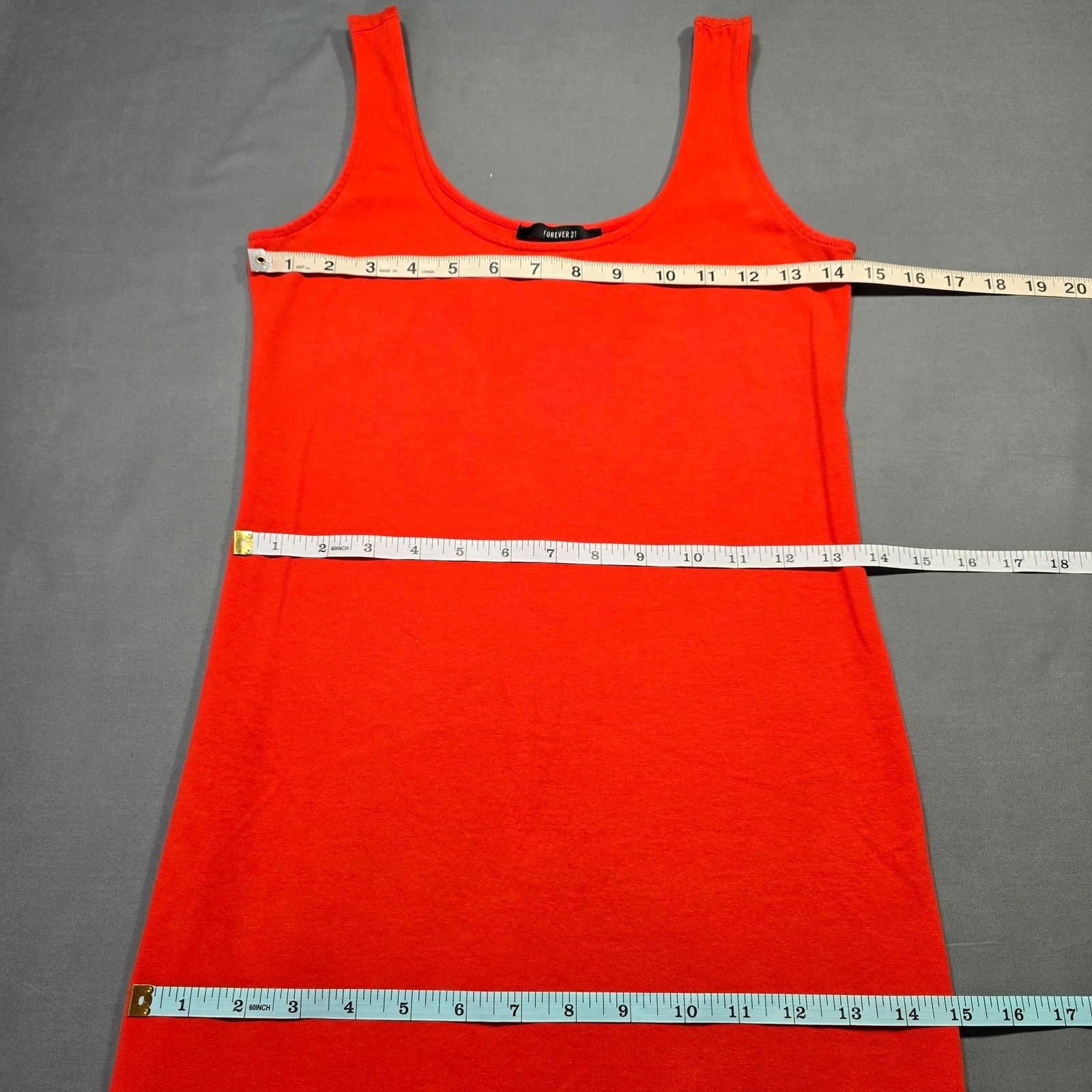 Forever 21 Orange Midi Dress Bold Bodycon Sleeveless Scoop Shift Womens Size S