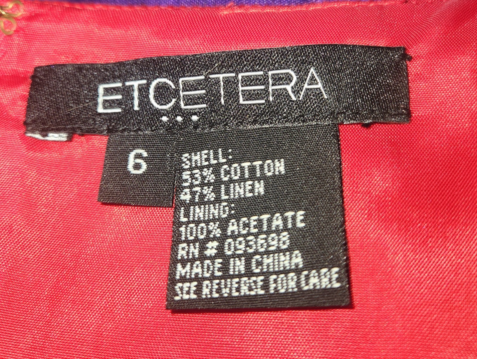 ETCETERA Red Cotton Linen Blend Sheath Dress Gold Side Zipper Detail Size 6 Mod
