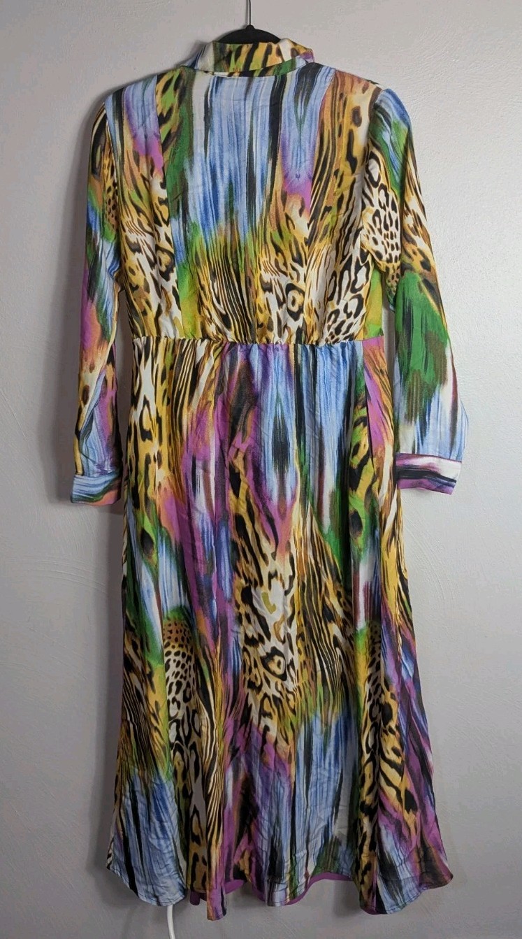 NWT Attitudes by Renee Colorful Vibrant Shirt Dress w/ Purple Tank Dress 2Fer XS