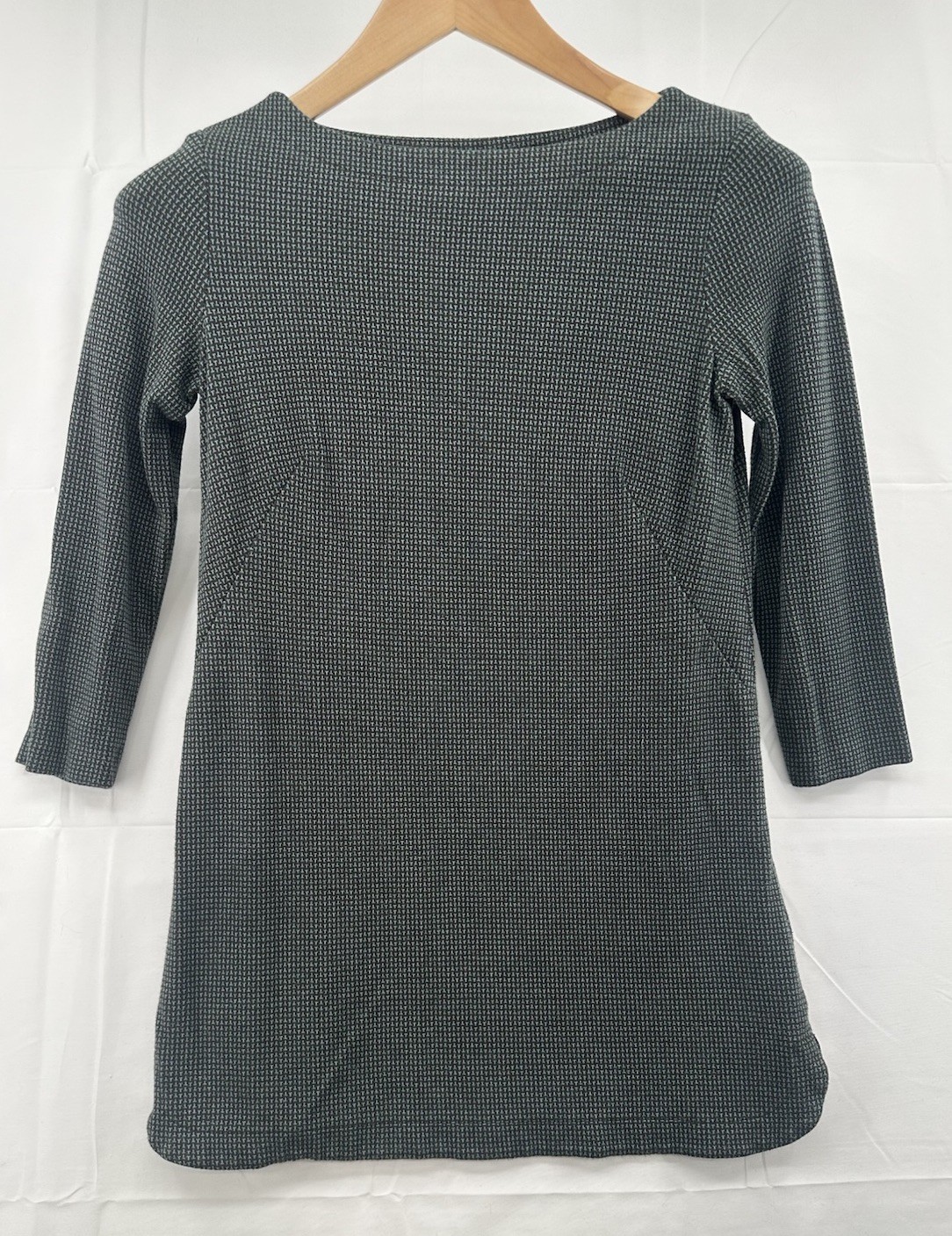 J Jill Ponte Tunic Or Dress Boat Neck Green 3/4 Sleeve Casual Stretch Comfort XS