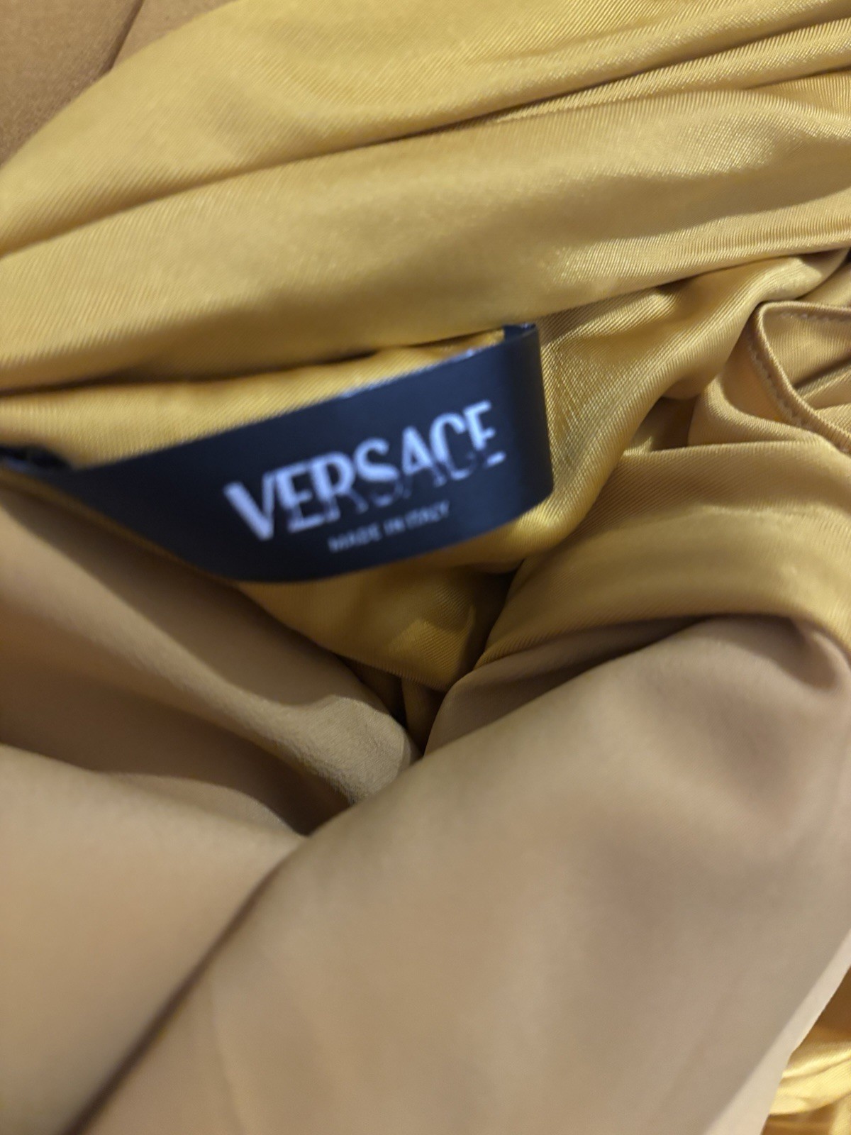 Versace Gown Medusa Liquid Jersey Sz 40 Italy US 4 Marigold $4490