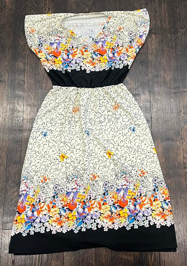 Womens Dress Floral Cocktail 1970s Summer Spring Wedding Work Small