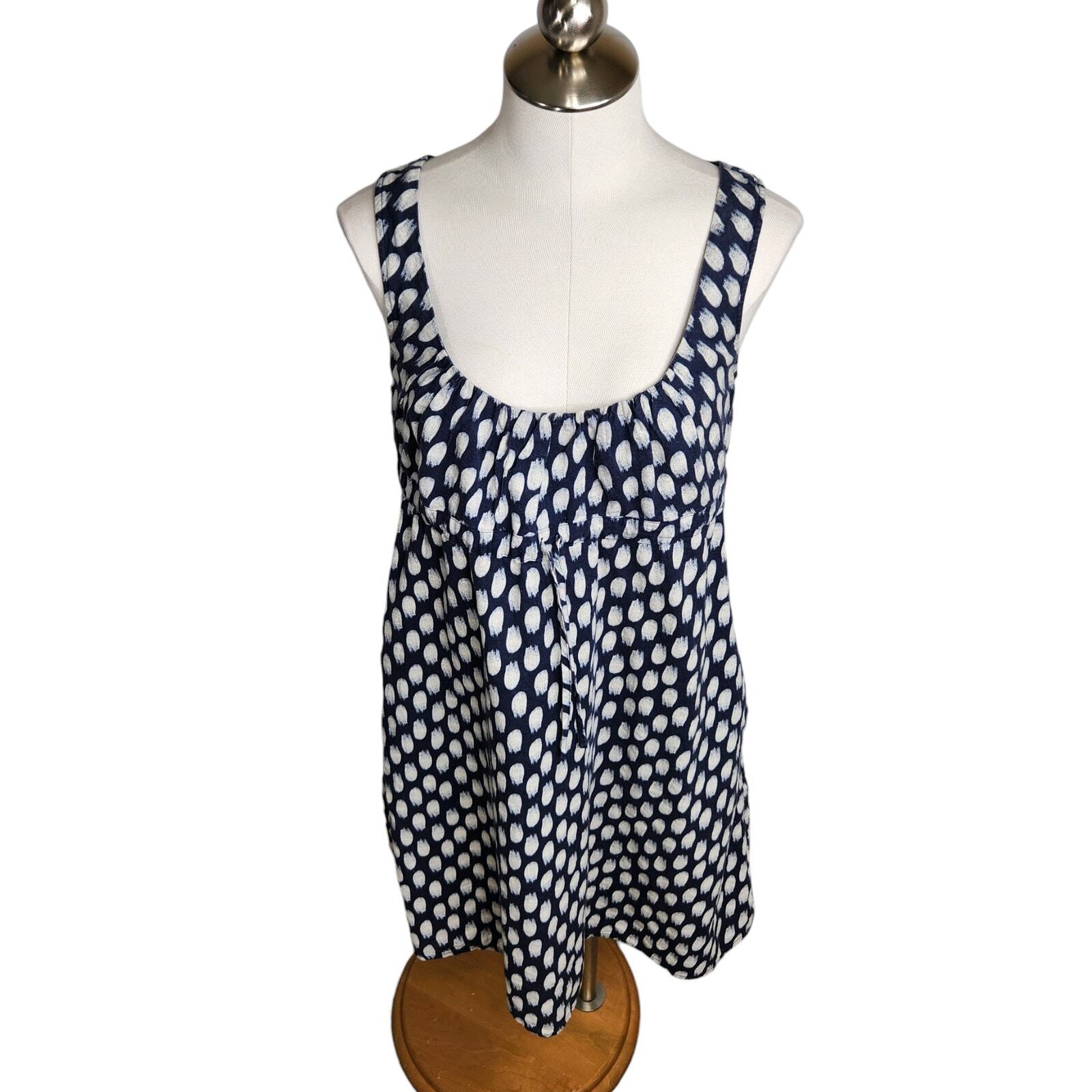 Patagonia Hemp Organic Cotton Sleeveless Dress Women’s 6 Blue White Print
