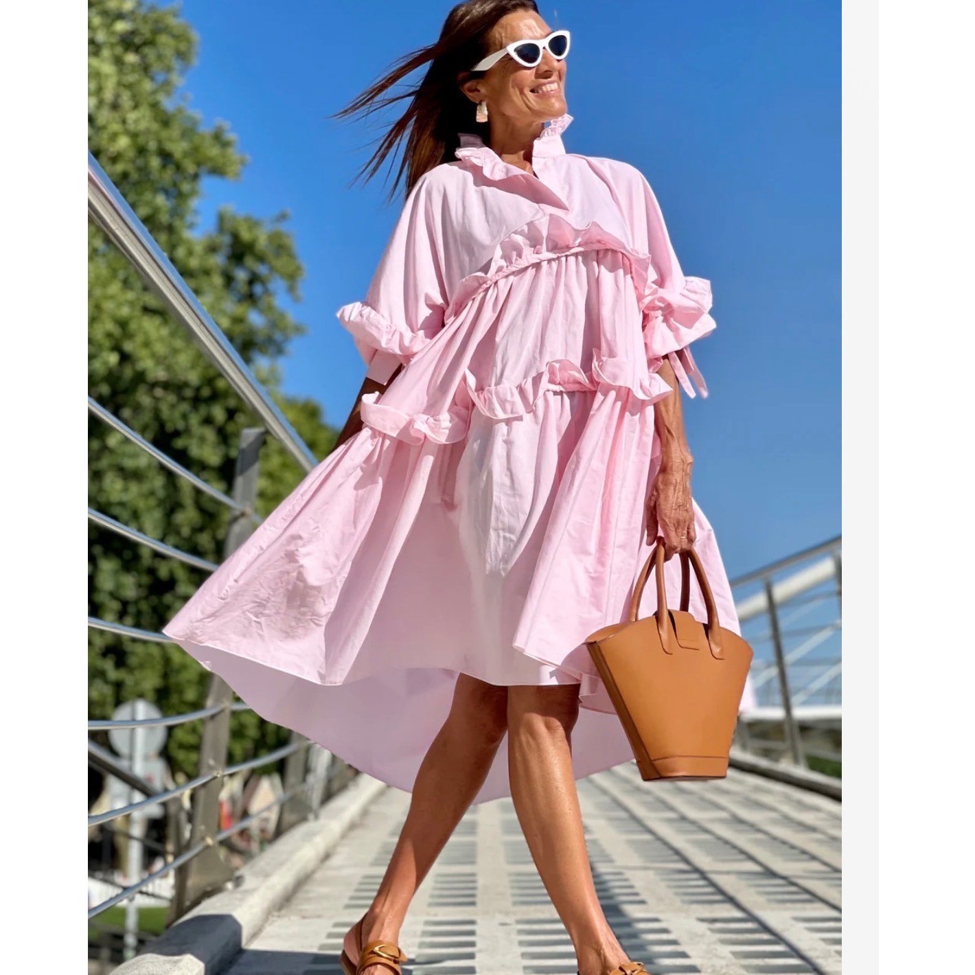 Marielle Almelo Stokkelaar Ria Rose Ruffle Tiered Babydoll Dress Pink Coquette