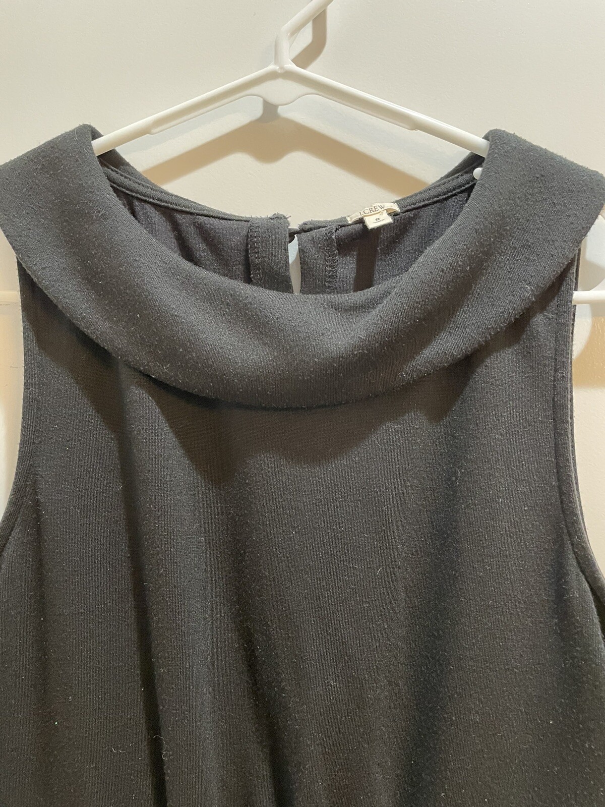 J.Crew Womens Dress Sz 8 Black Collared Neck Sleeveless Cinch Waist Side Pocket