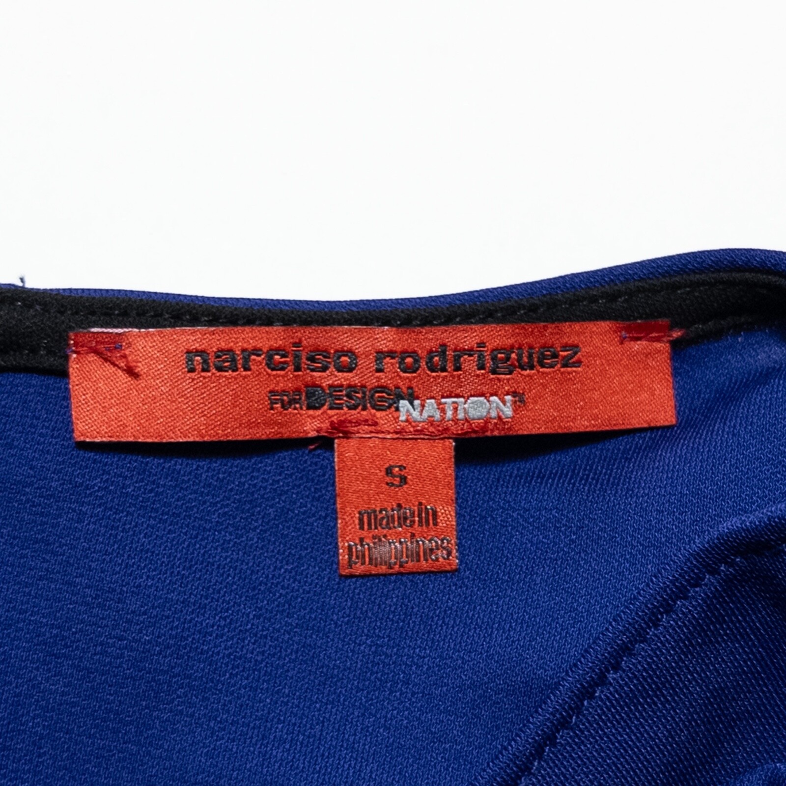 Narciso Rodriguez Design Nation Sheath Dress Small Black Cobalt Cowl Neck