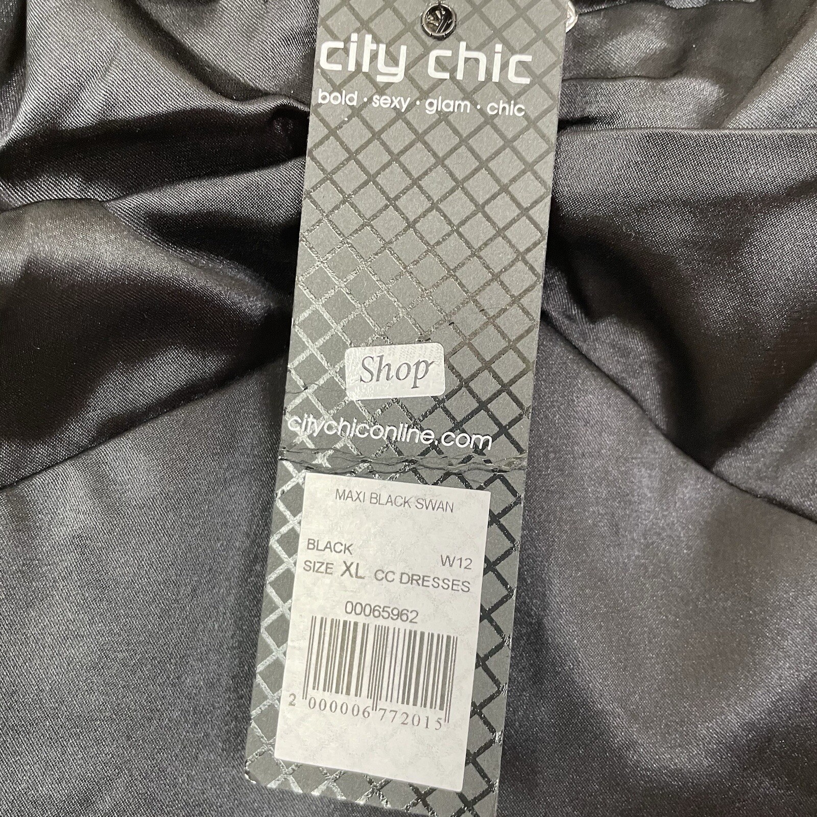 City Chic Satin Rhinestone Embellished Sleeveless Pleated Maxi Dress Black XL 22