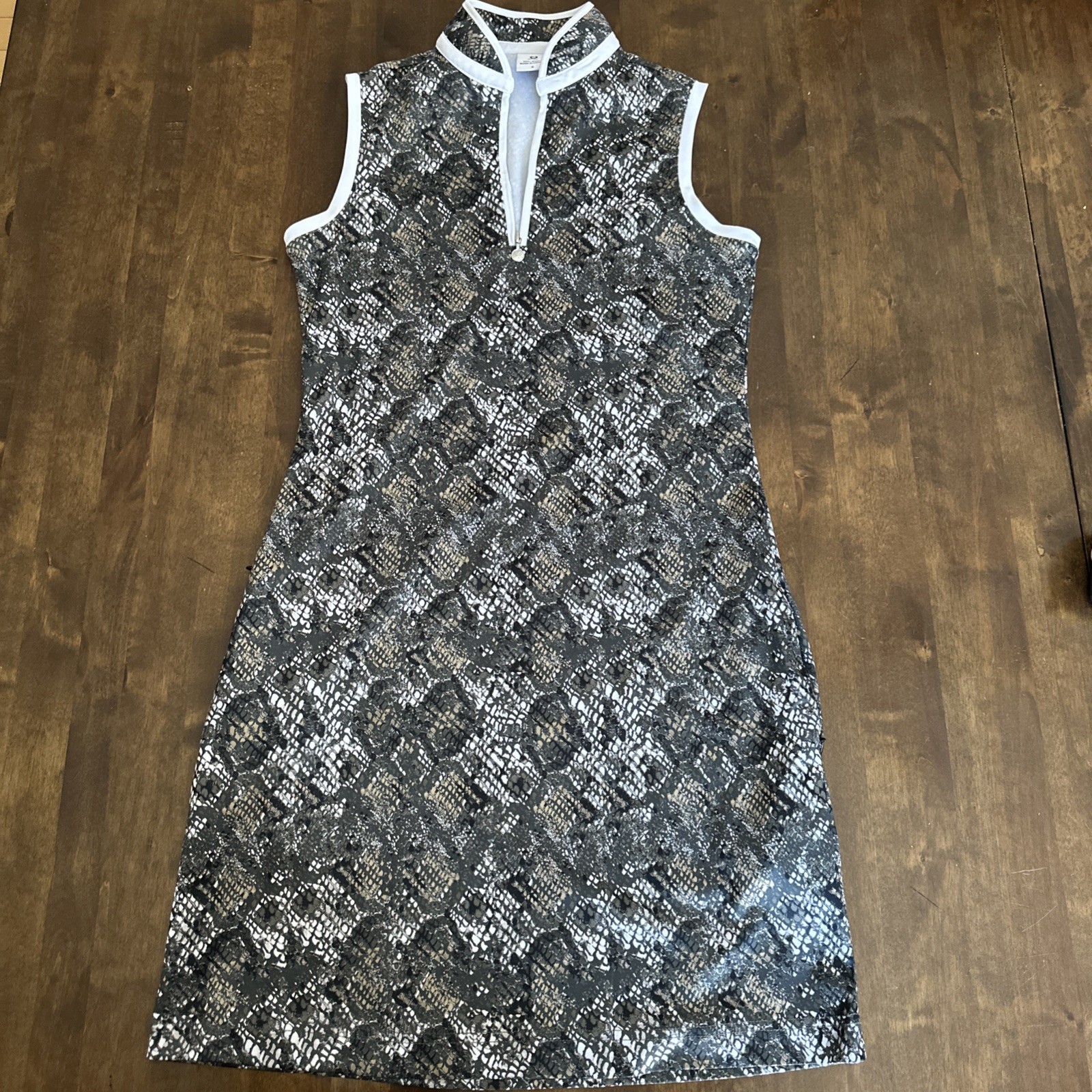 Daily Sports Sweden Dress S Golf Mock Neck Pocket Pickleball Preppy Snake Animal