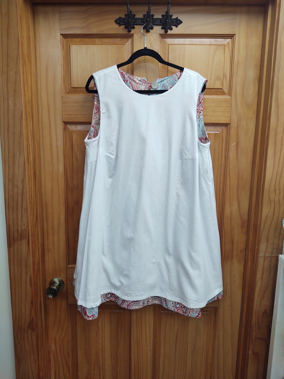 Handmade Viki Sews Pattern Swing Lined Tunic Red Blue Paisley Dress Size 18/20