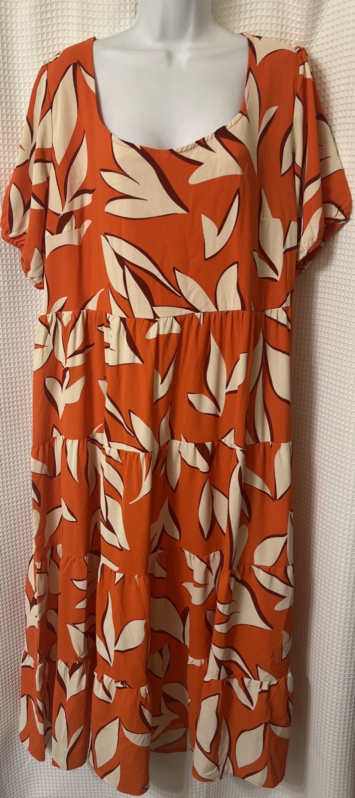 BTFBM Tiered Maxi Dress XXL Orange Smocked Boho Cottagecore Beach Wedding