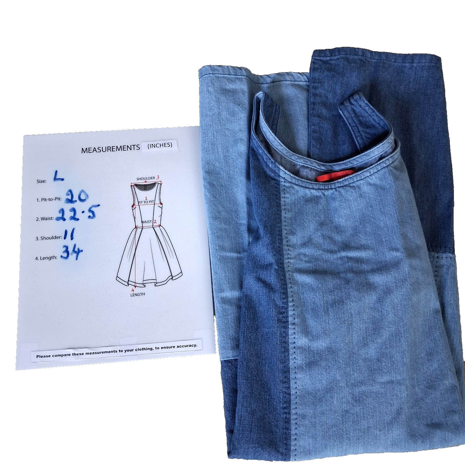 Chelsea & Violet Chambray Blue Sleeveless Pullover Summer Denim Dress Size L