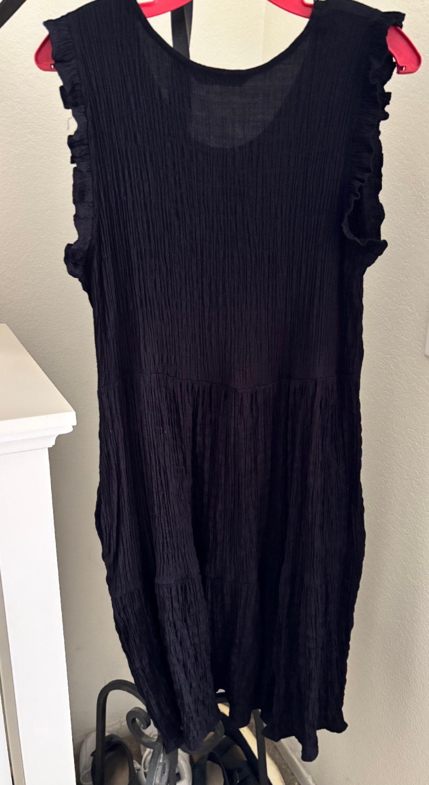 Croft and Barrow Black Ruffle Sleeveless Crepe-like Sundress Women’s 0X