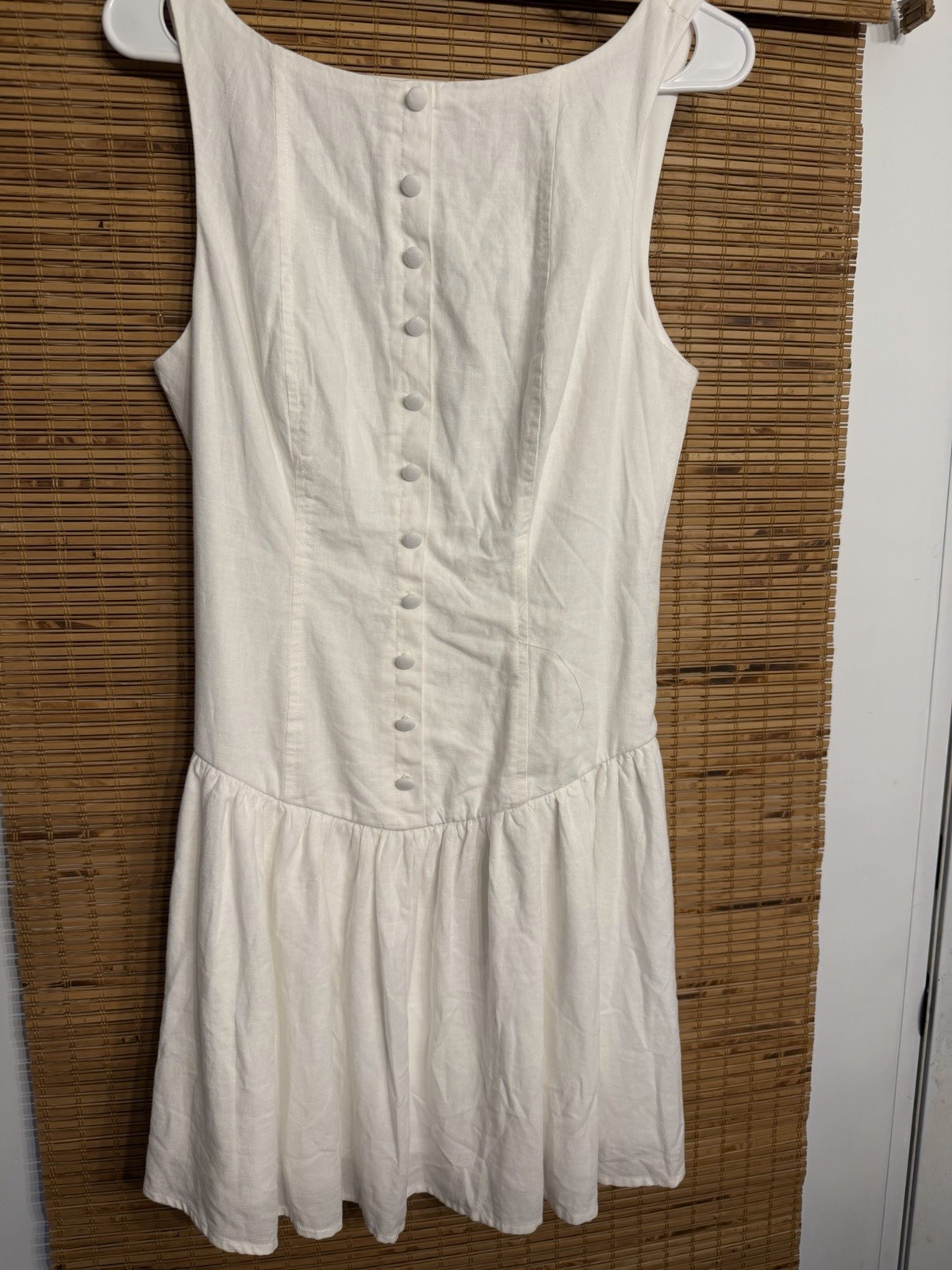 Wild Fable White Mini. Drop Waist Covered Buttons. Sz Small Rayon/Linen