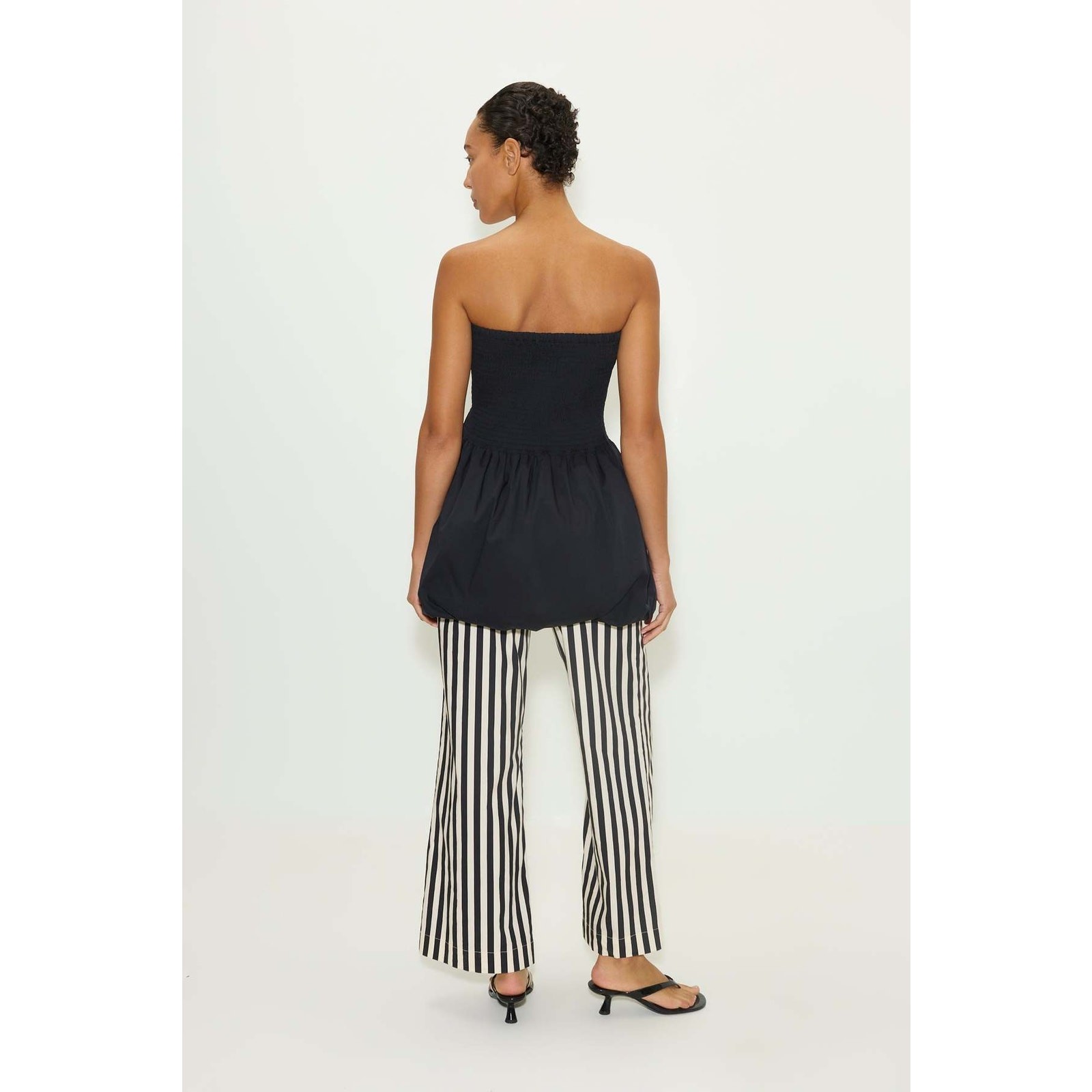Simon Miller Via Mini Dress L Black Cotton Smocked Strapless Bubble Hem