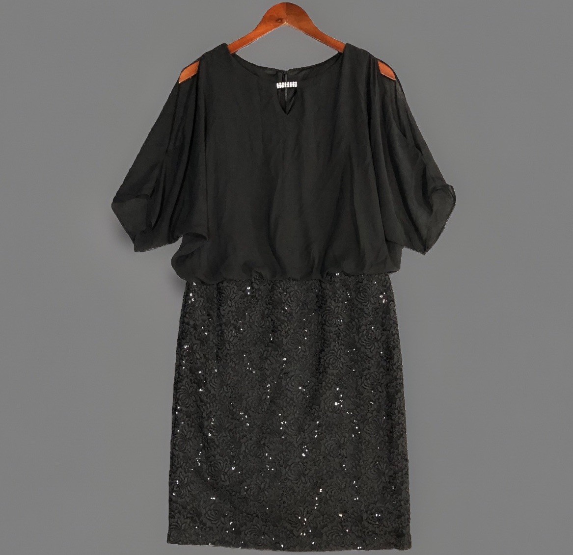 Scarlett Dress 6 Black Blouson Floral Sequin Lace Main Character Occasionwear