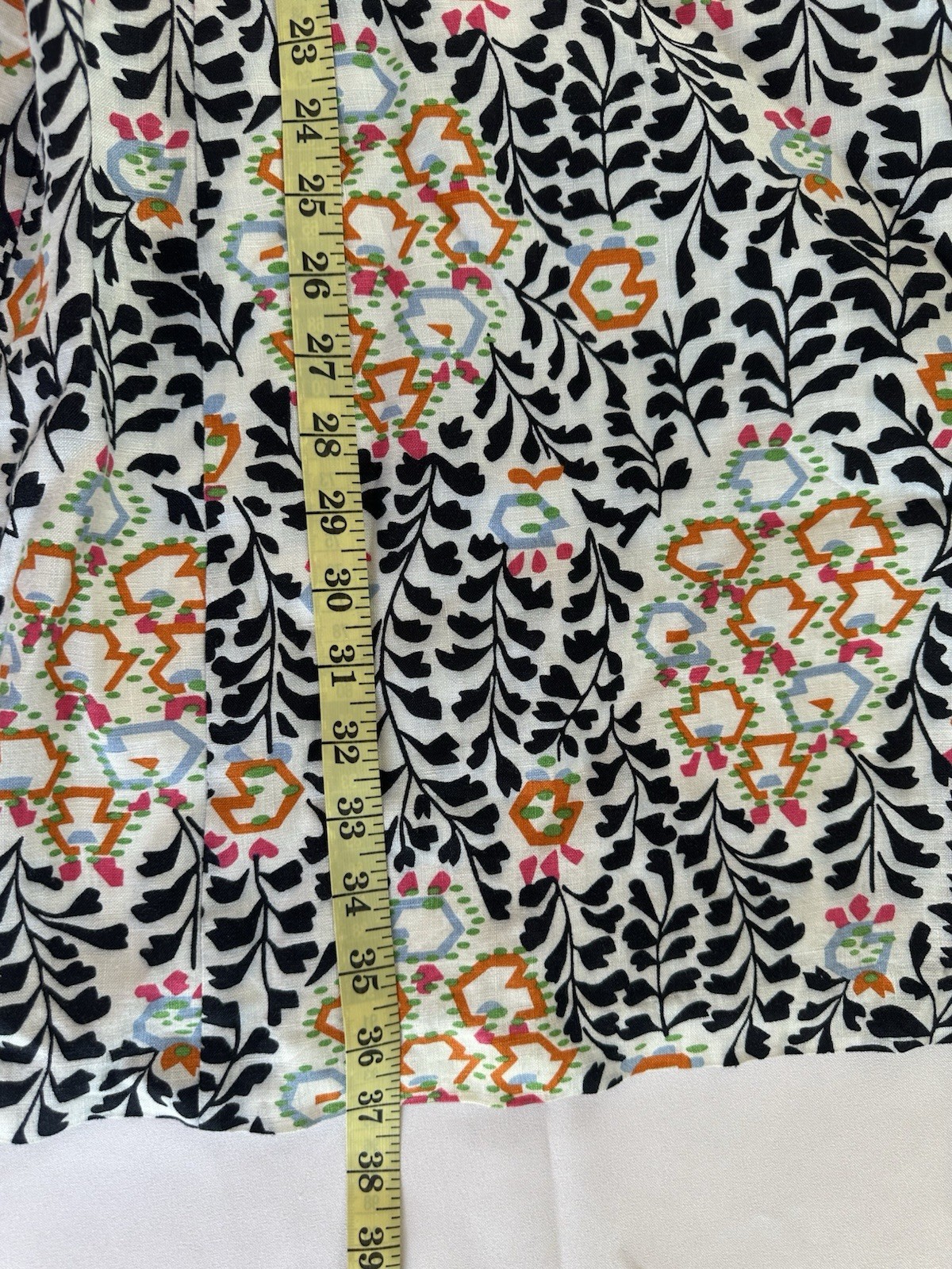 Tory Burch Melanie Printed Linen Shift Dress Navy Orange Floral Size 4 Excellent