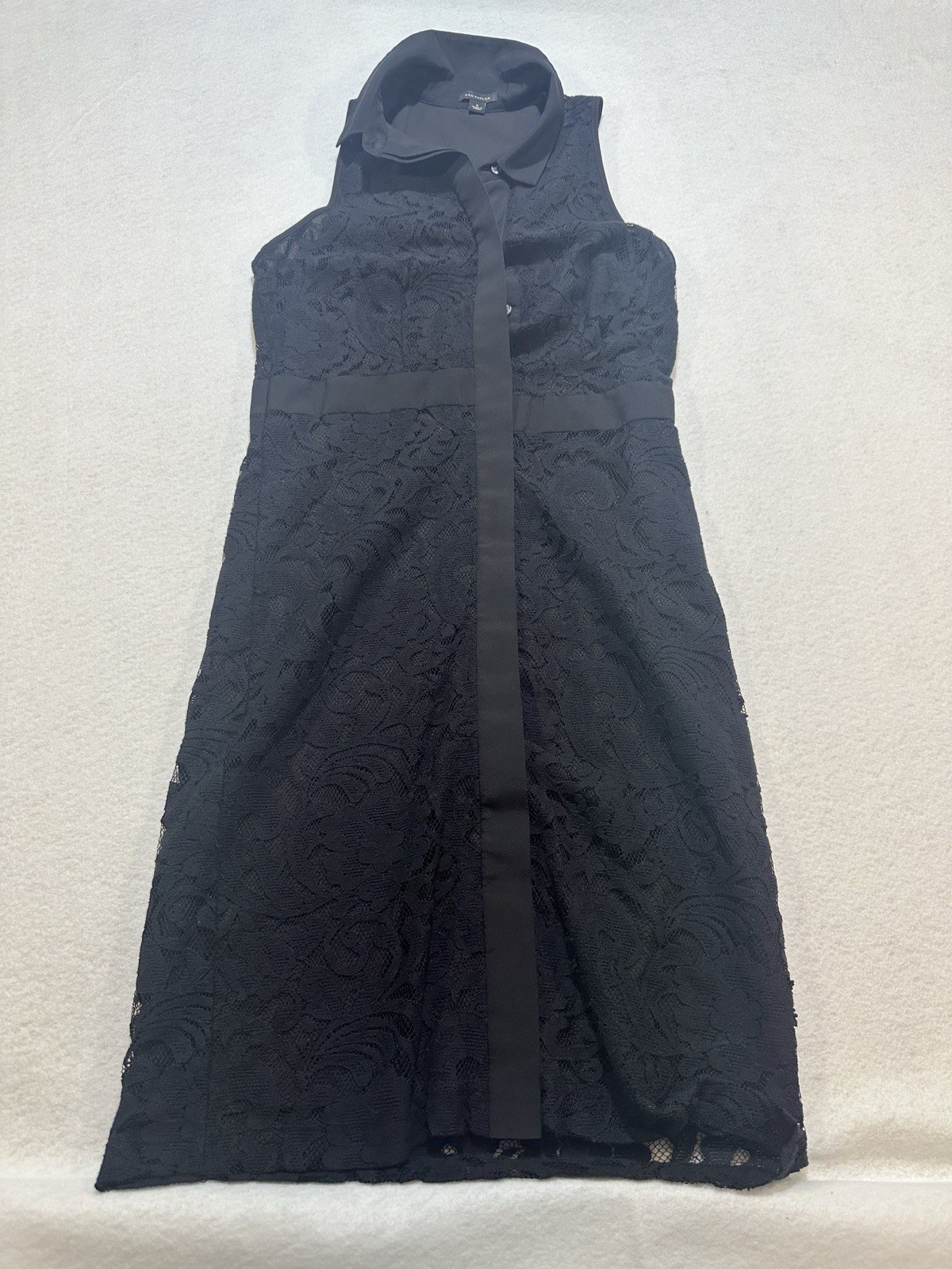 Ann Taylor Womens Dress 4 Black Sleeveless Bodycon Knee Length Lace Elegant
