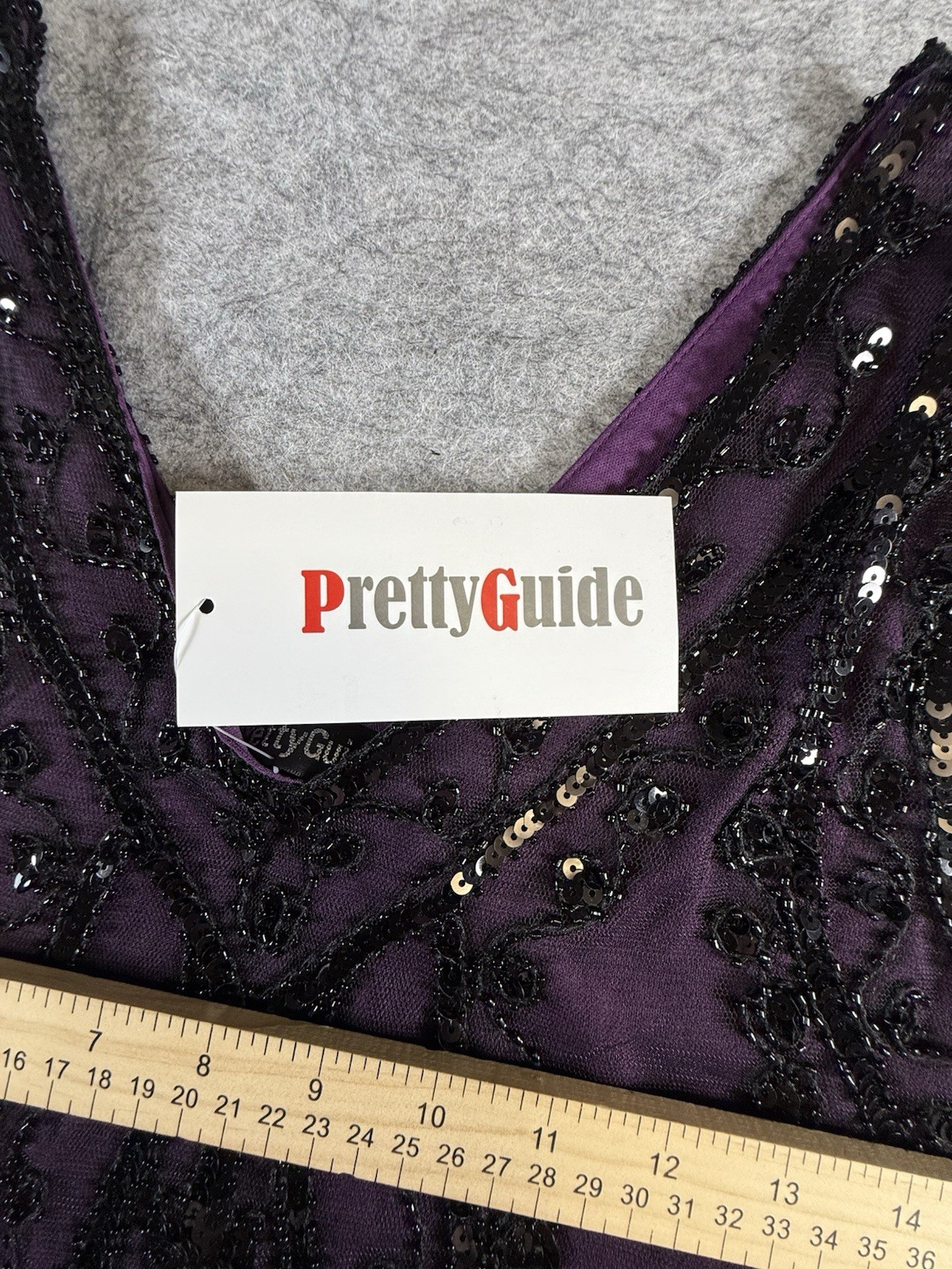 PrettyGuide Sequin Fringe Cocktail Midi Dress Size L Gatsby Glam Flapper Purple