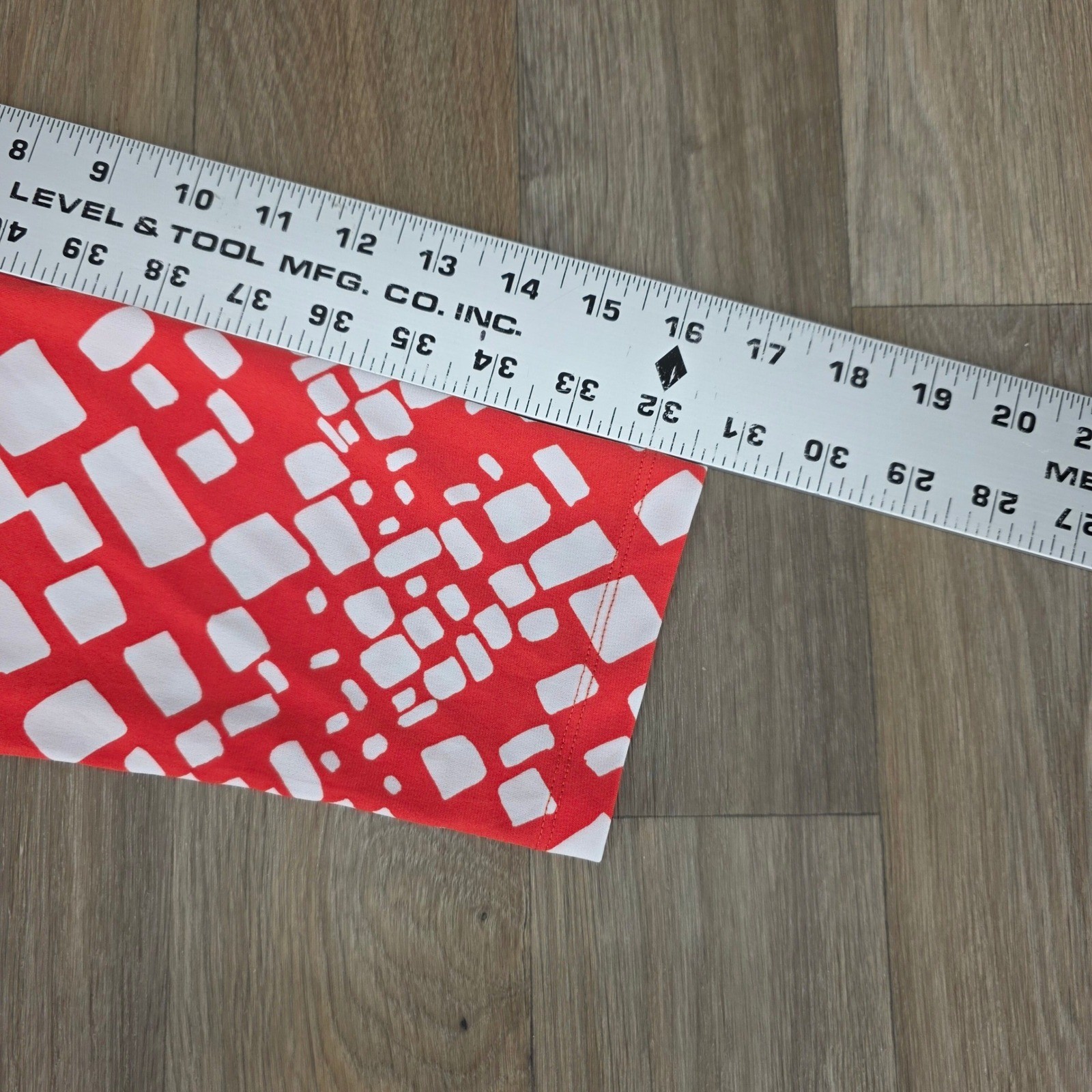 Trendmakers Red White Geometric Wrap Dress 3/4 Sleeve V-Neck Medium