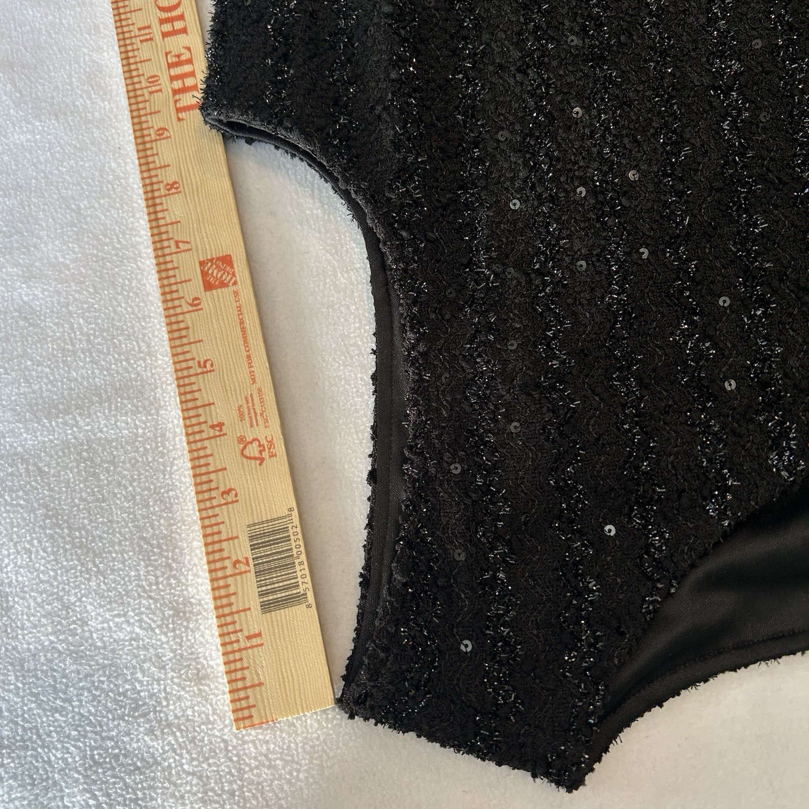 Glitz & Glamour Shift Dress Black boucle sequins XL Timeless Elegance