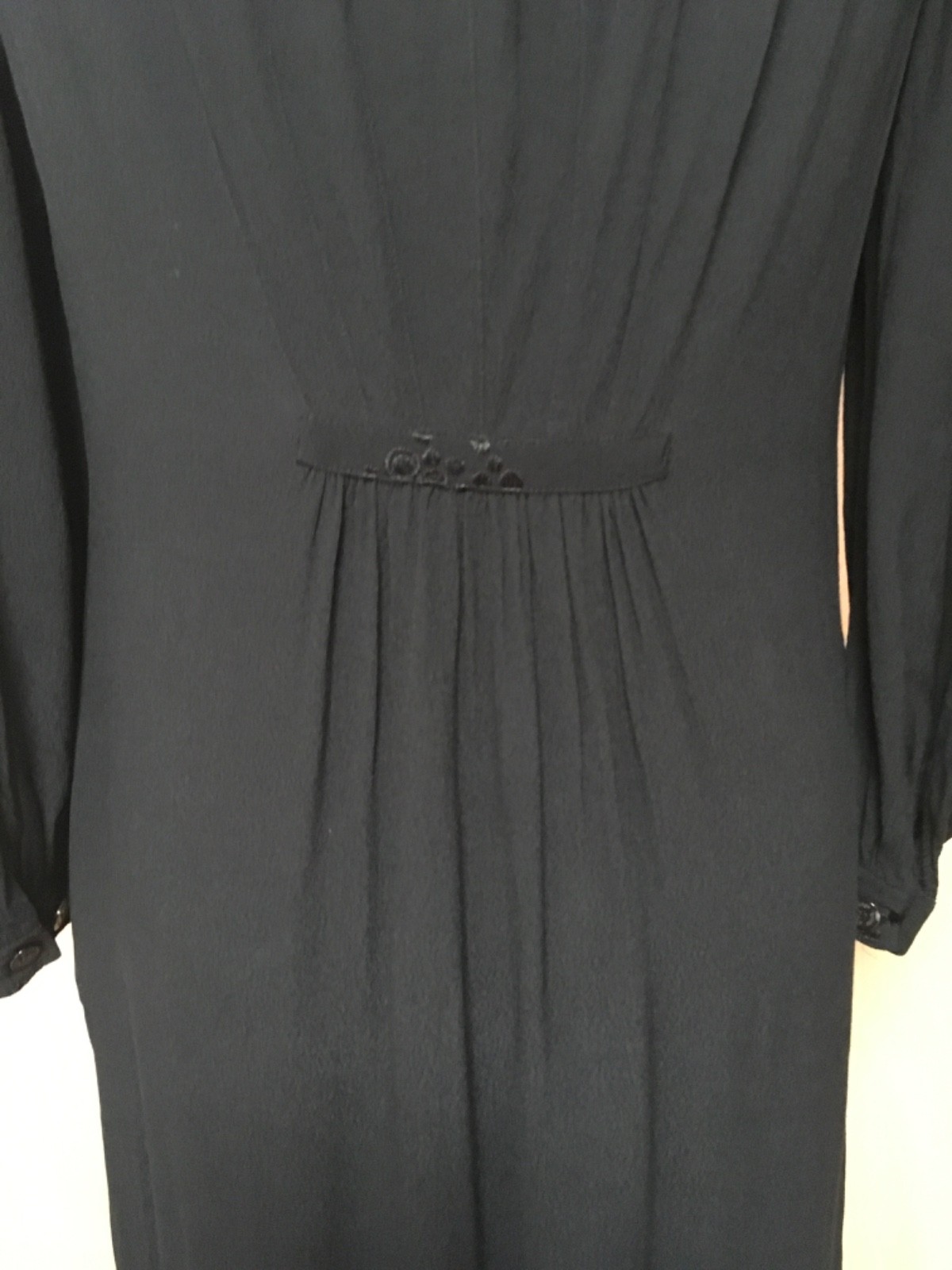 Ghost black viscose crepe dress knee length 3/4 sleeve 10