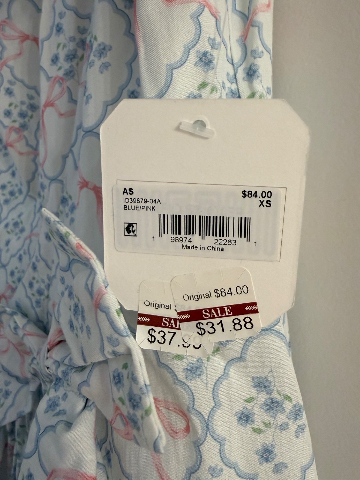 altar’d state white dress with pink and blue bows size xs