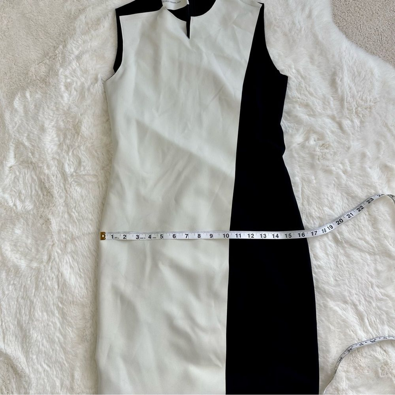 Cédric Charlier Designer Colorblock Asymmetrical Black & White Shift Dre…
