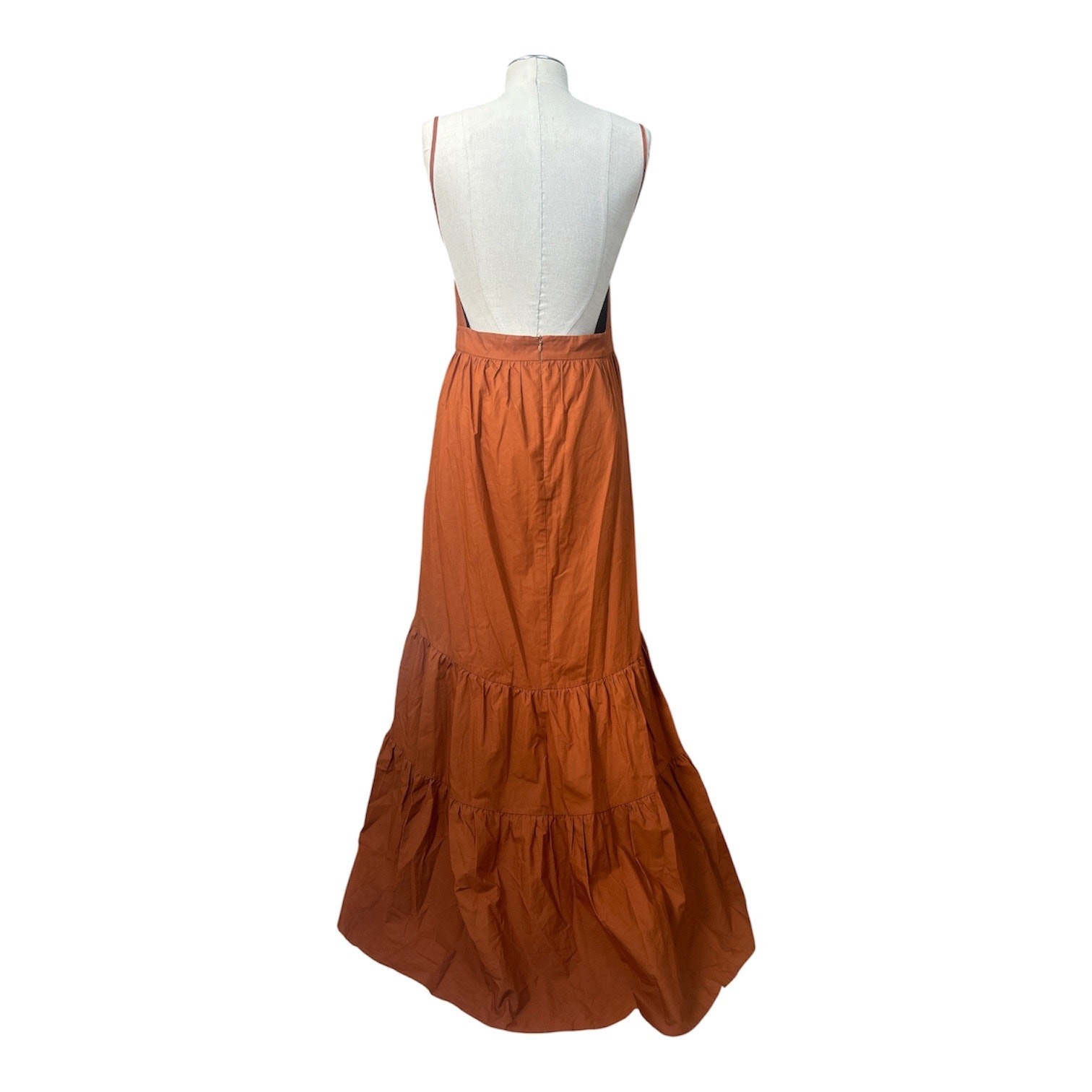 O.P.T. Dionne Cotton Tiered Boho Midi Dress in Rust Size Large NWT Resortwear