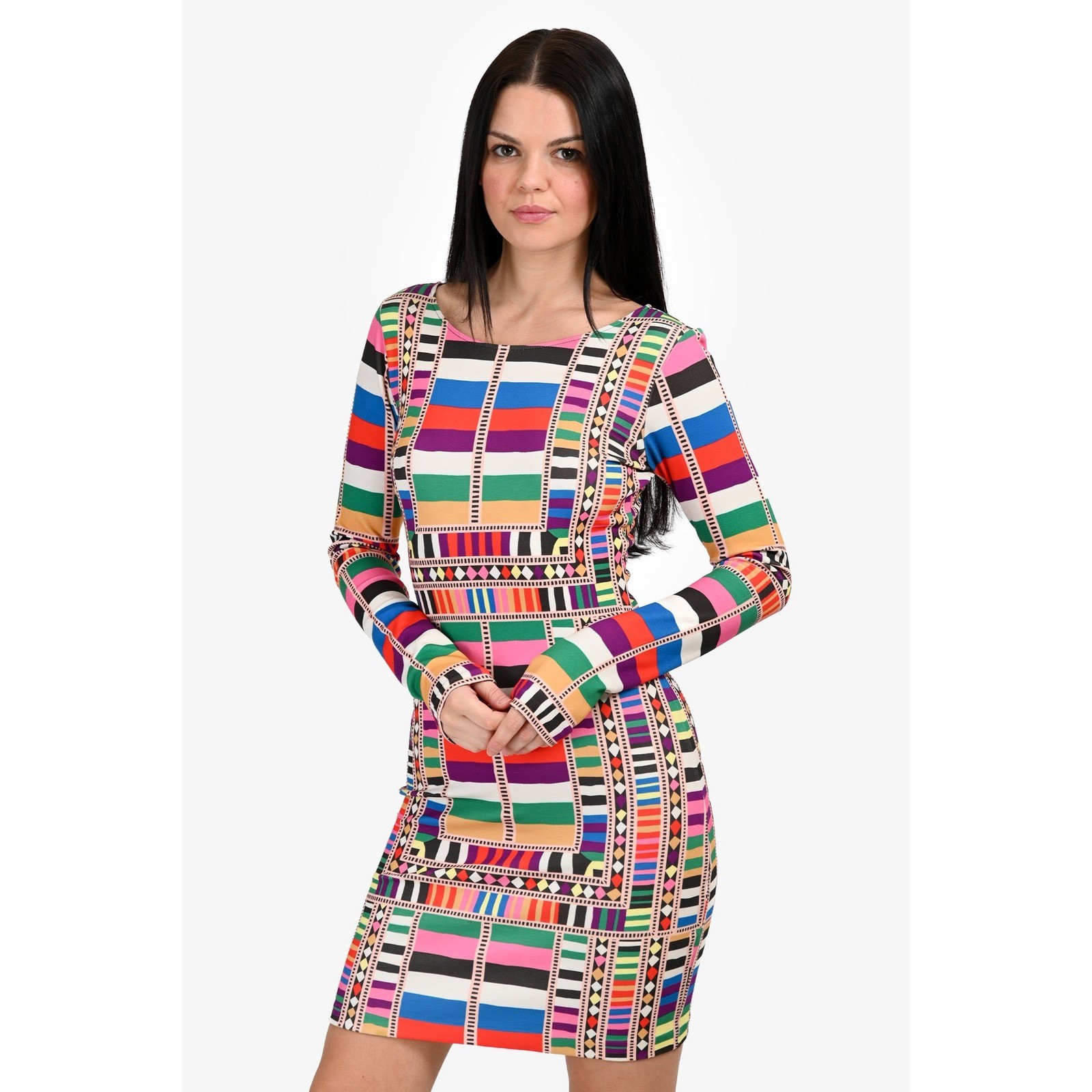 Revolve Mara Hoffman Multicolor Geometric Print Riser Rainbow Bodycon Mini Dress
