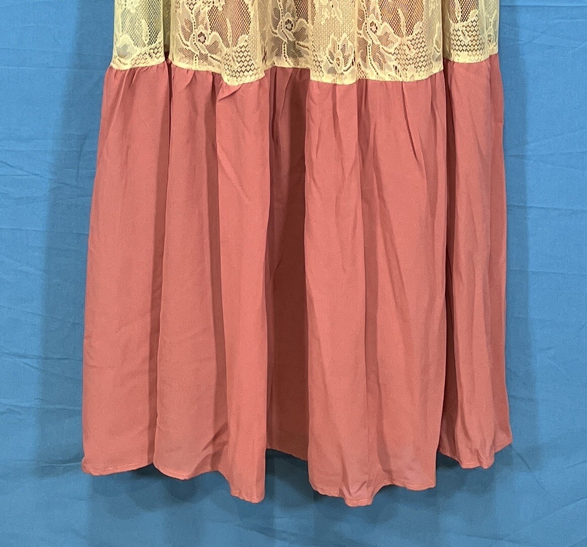 FLYING TOMATO Pink Mauve LINED CHIFFON Lace Detail BLOUSON Maxi Dress SUNDRESS S