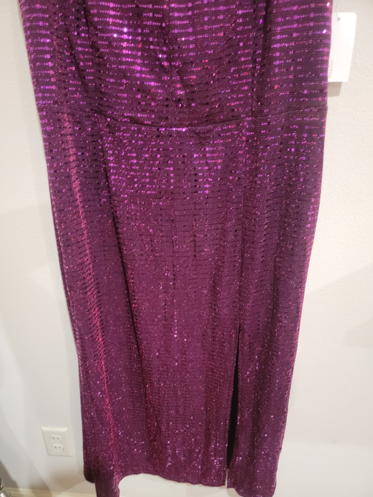 En Focus Studio Off Shoulder Purple Sequin Maxi Dress With Slit Size 20W NWT