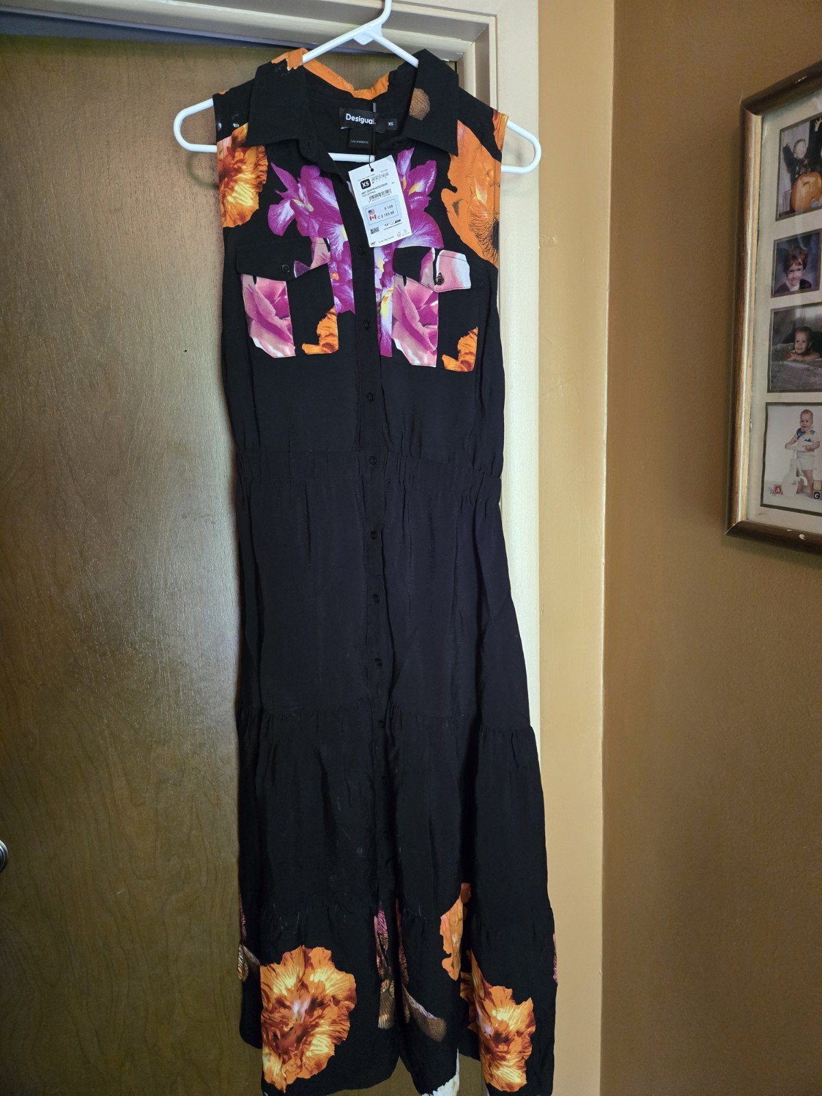 Desigual Dress Womens XS Black Floral Print Sleeveless