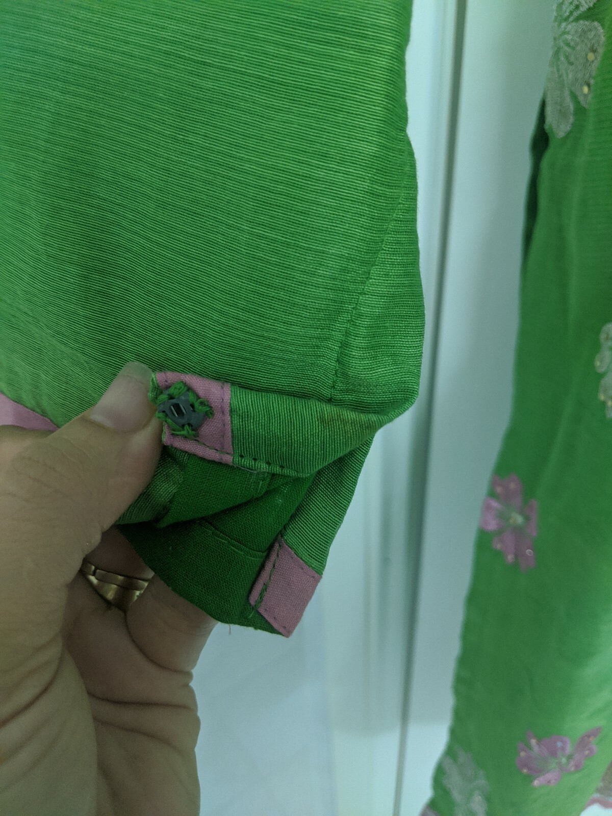 pakistani Shalwar Suit indian Green Shalwaar kameez Pink Beaded embroidered S8