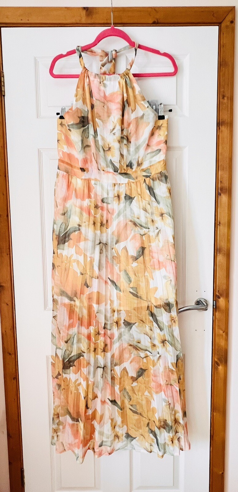 Floral Chiffon Halter Maxi Dress UK XL BNIB Part Lined SHEIN Wedding Holiday