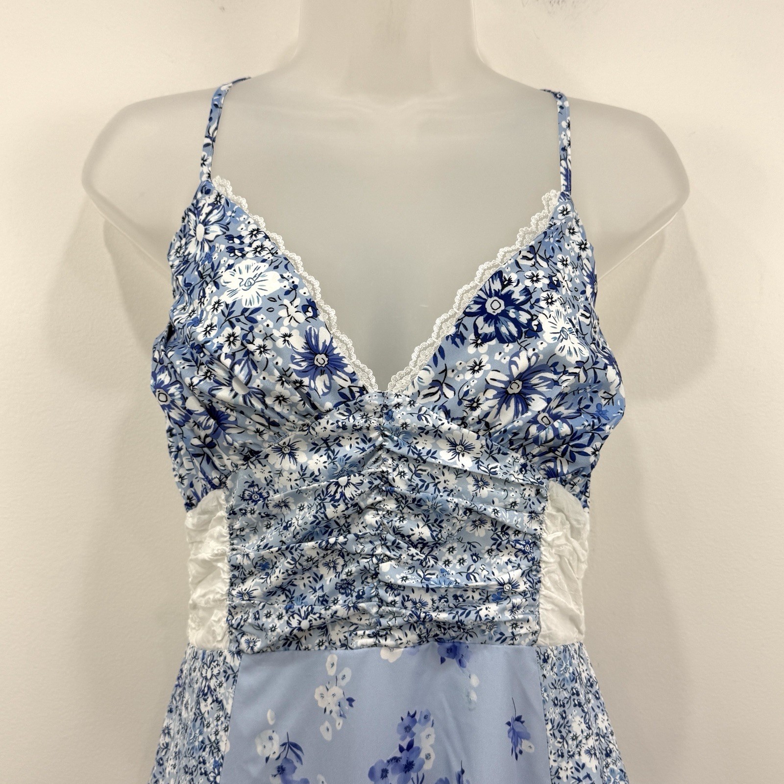 Cottagecore Babydoll Patchwork Maxi Dress S Fairy Romantic Coquette Prairie
