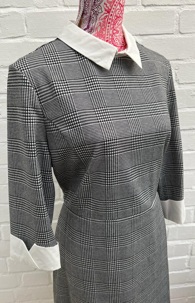 M&S Collection Dress Checked Black White Contrast Collar Size 18 EUR 46 RRP £45