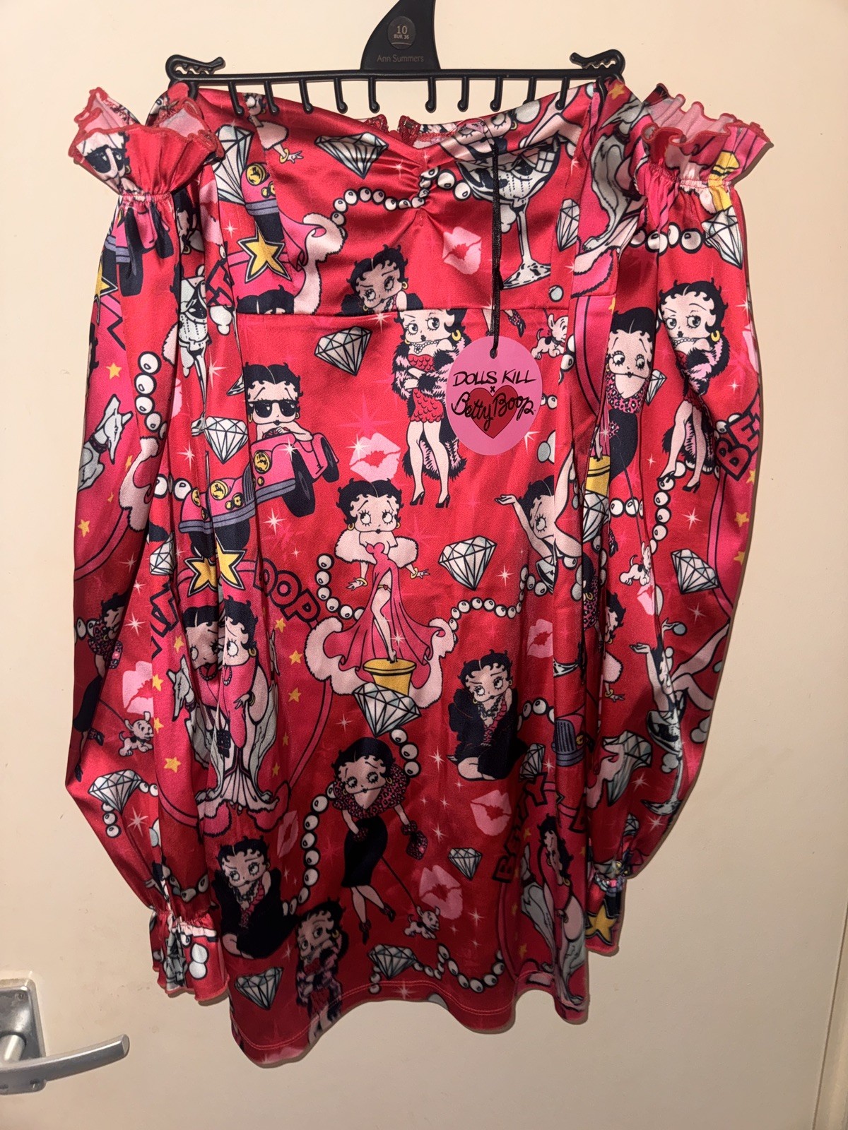 Dollskill Betty Boop Lover Catch A Kitten Satin Dress Limited Edition M NWT