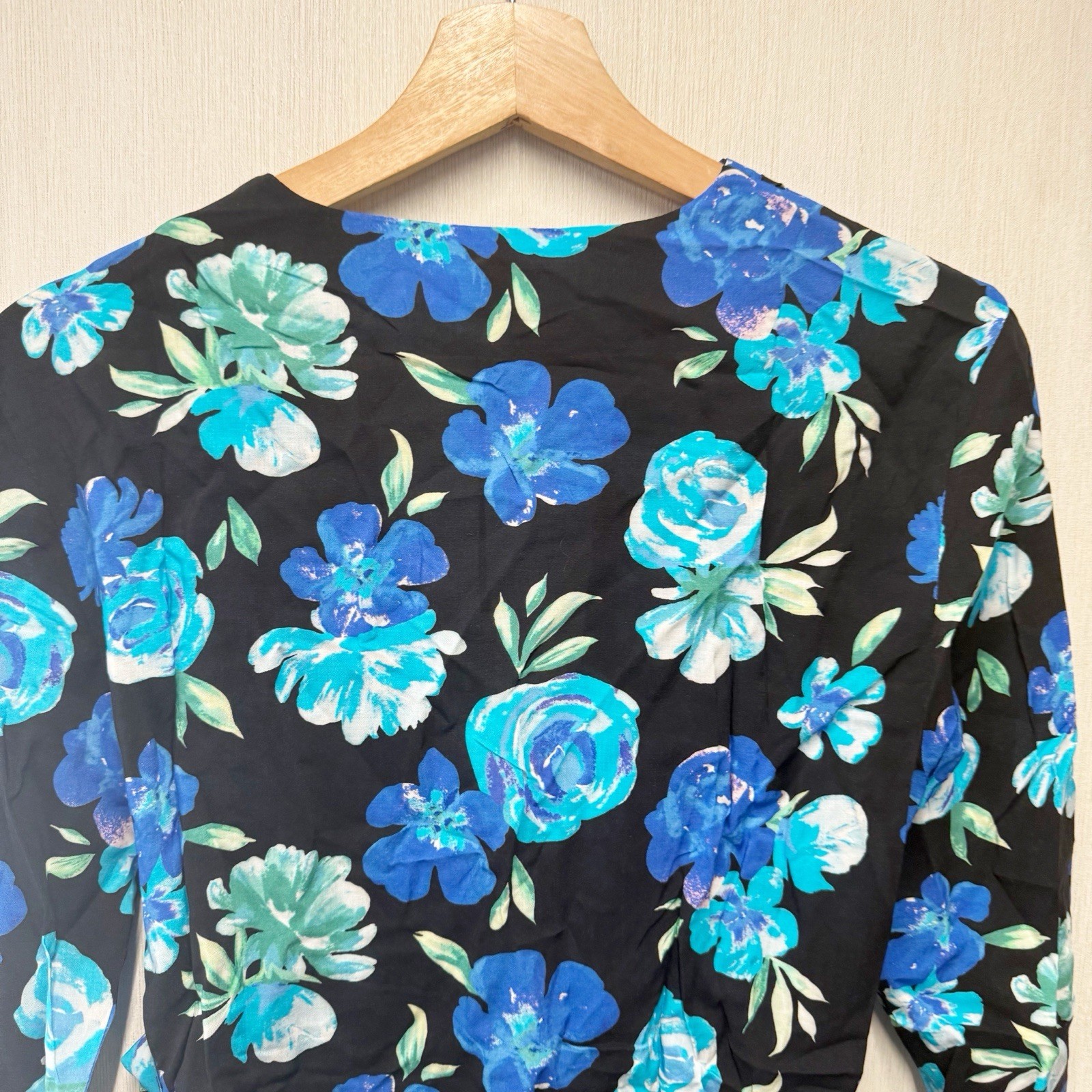 NWT WeWoreWhat Blue Black Cowl Neck Wrap Mini Dress, Size Medium