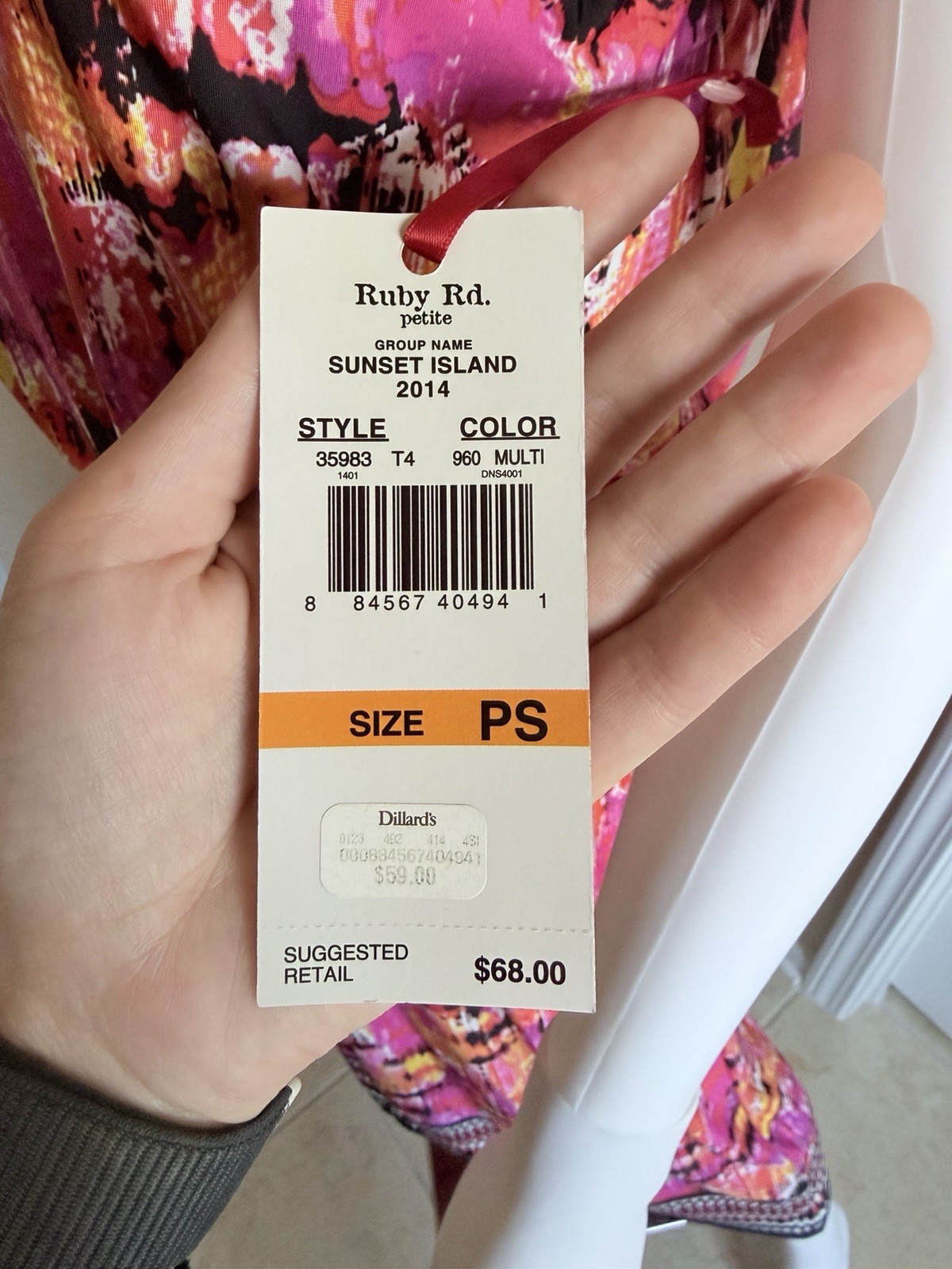 NWT $68 Pink Multi-Color Printed Maxi Summer Dress with Black Trim Size PS