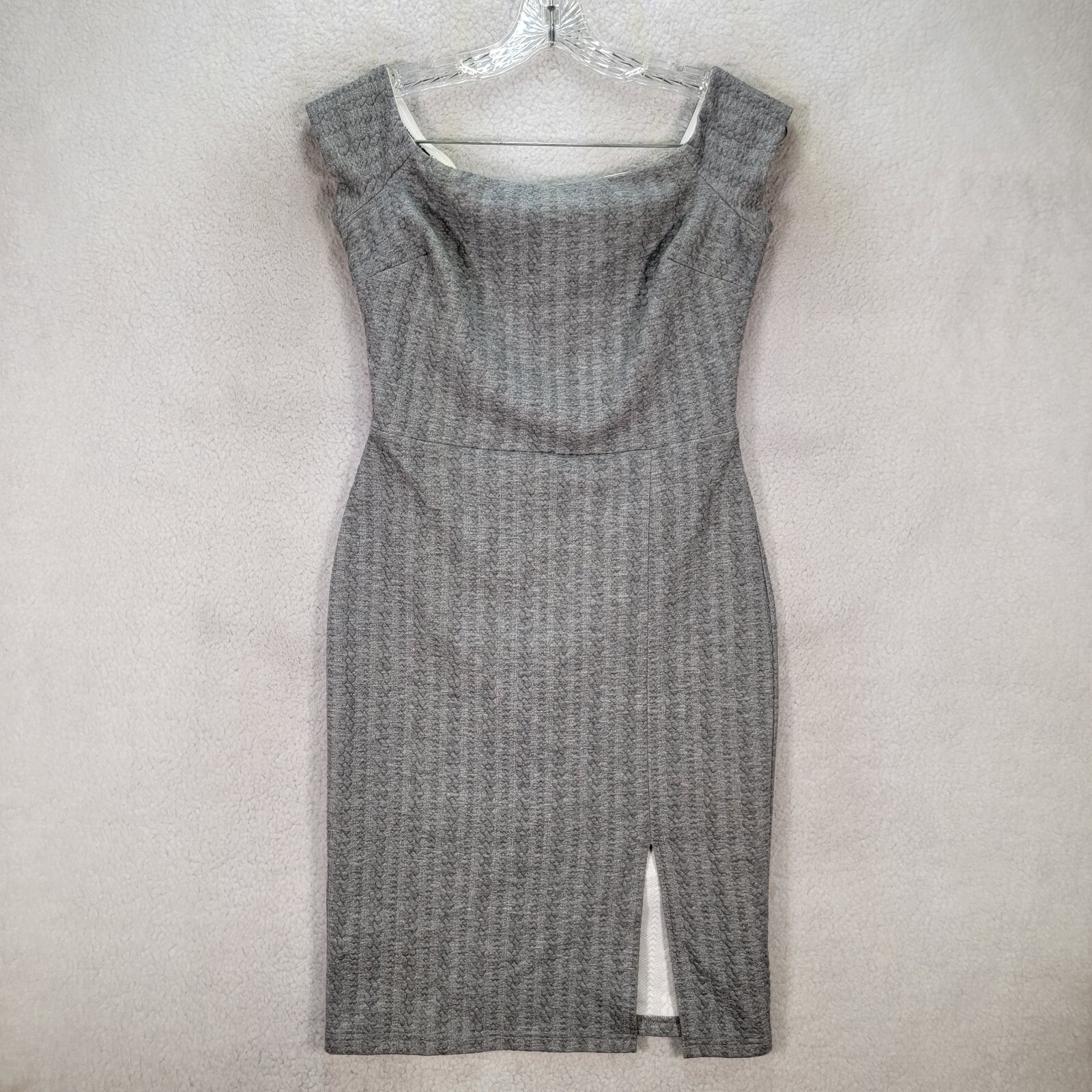 Ali Jay Womens Dress Size S Gray Stretch Textured Slit Wont Be Silenced Sheath